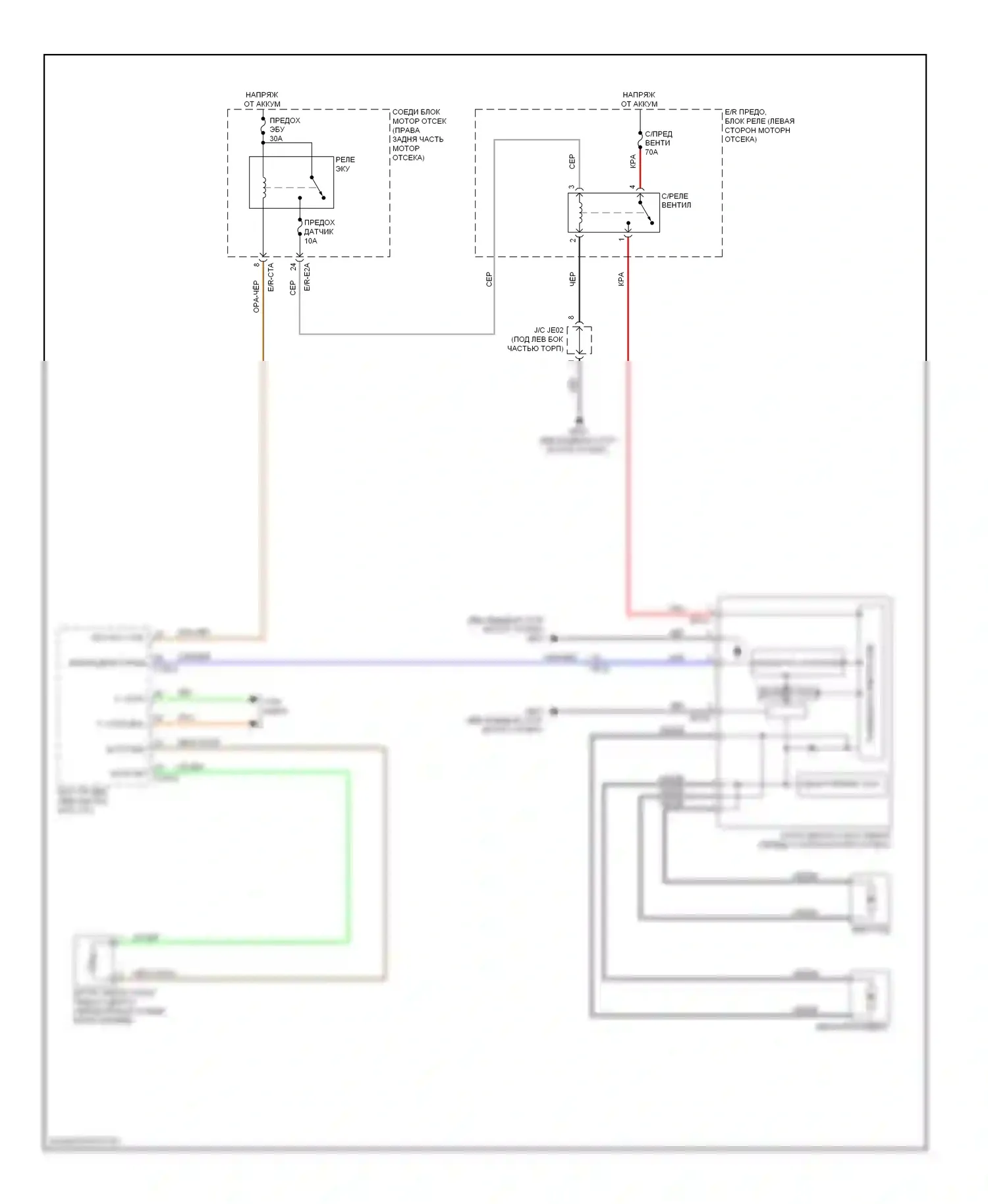 Equus Hyundai II рестайлинг (2013-2016): Электросхема вентилятора охлаждения 
