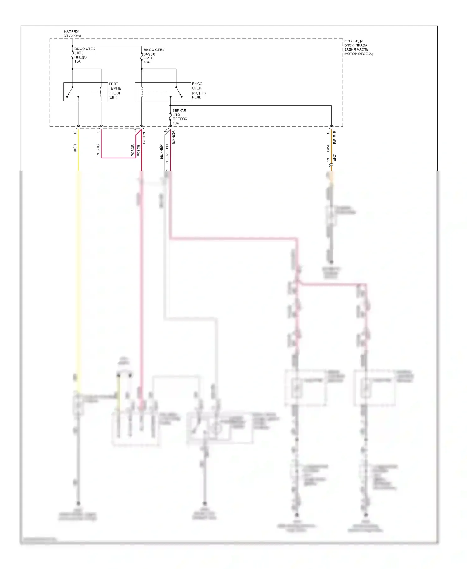 Equus Hyundai II (2009-2013): Электросхема подогрева стекол 