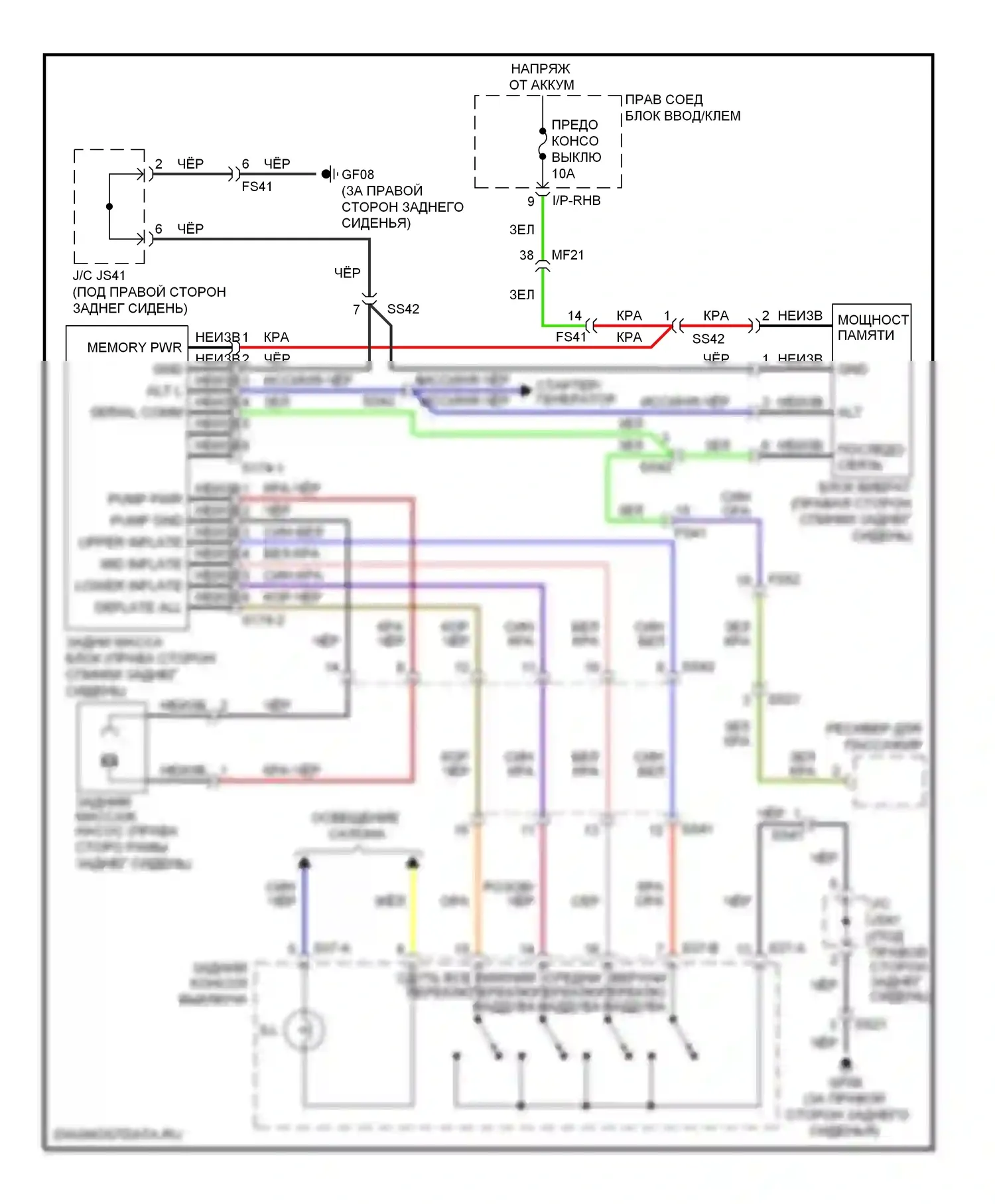 Equus Hyundai II (2009-2013): Электросхема массажа заднего сиденья 