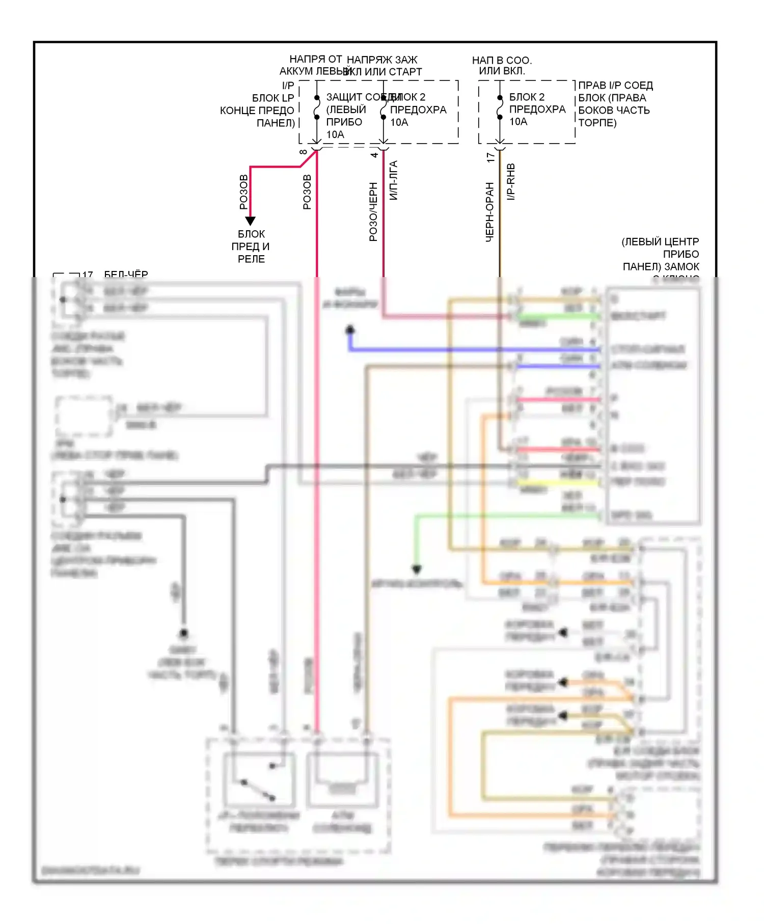 Genesis Hyundai I рестайлинг (2011-2016): Электросхема переключения передач и блокировки ключа 