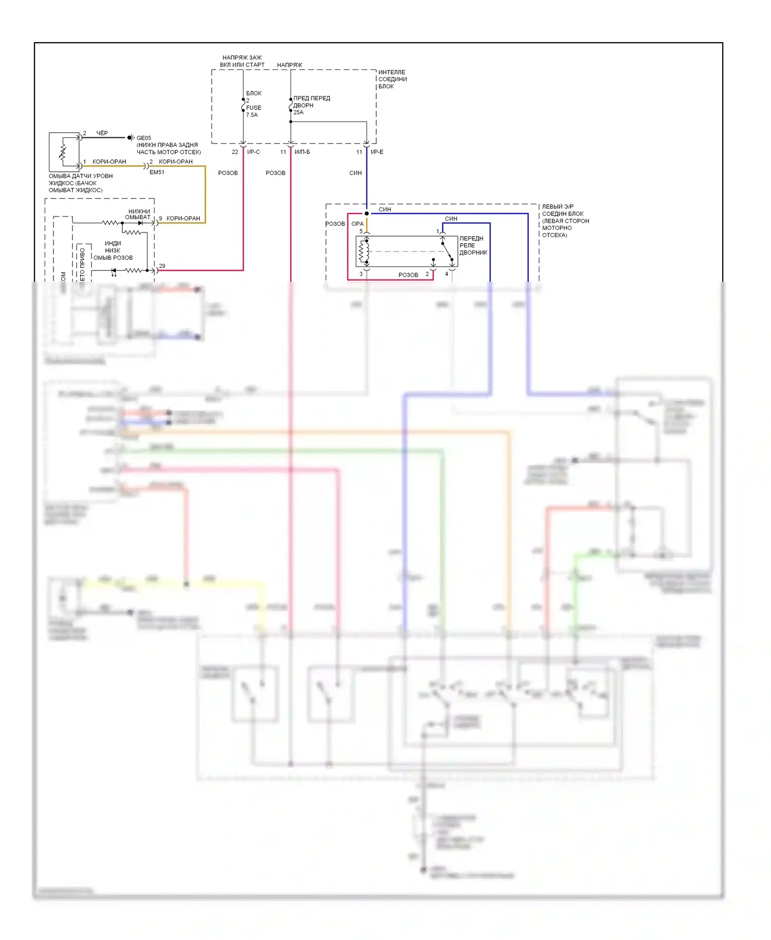 Genesis Hyundai I рестайлинг (2011-2016): Дворники и омыватели электросхема 