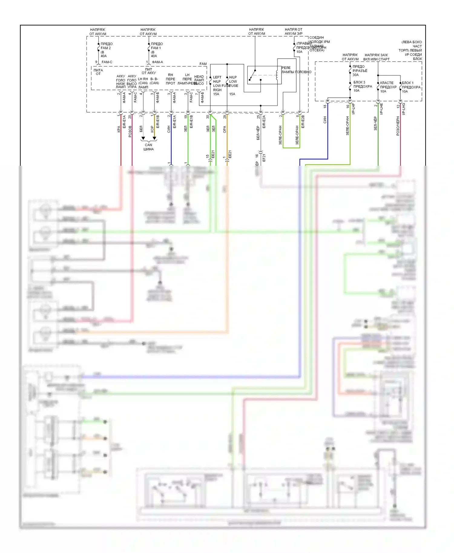Genesis Hyundai I рестайлинг (2011-2016): Электросхема фар 