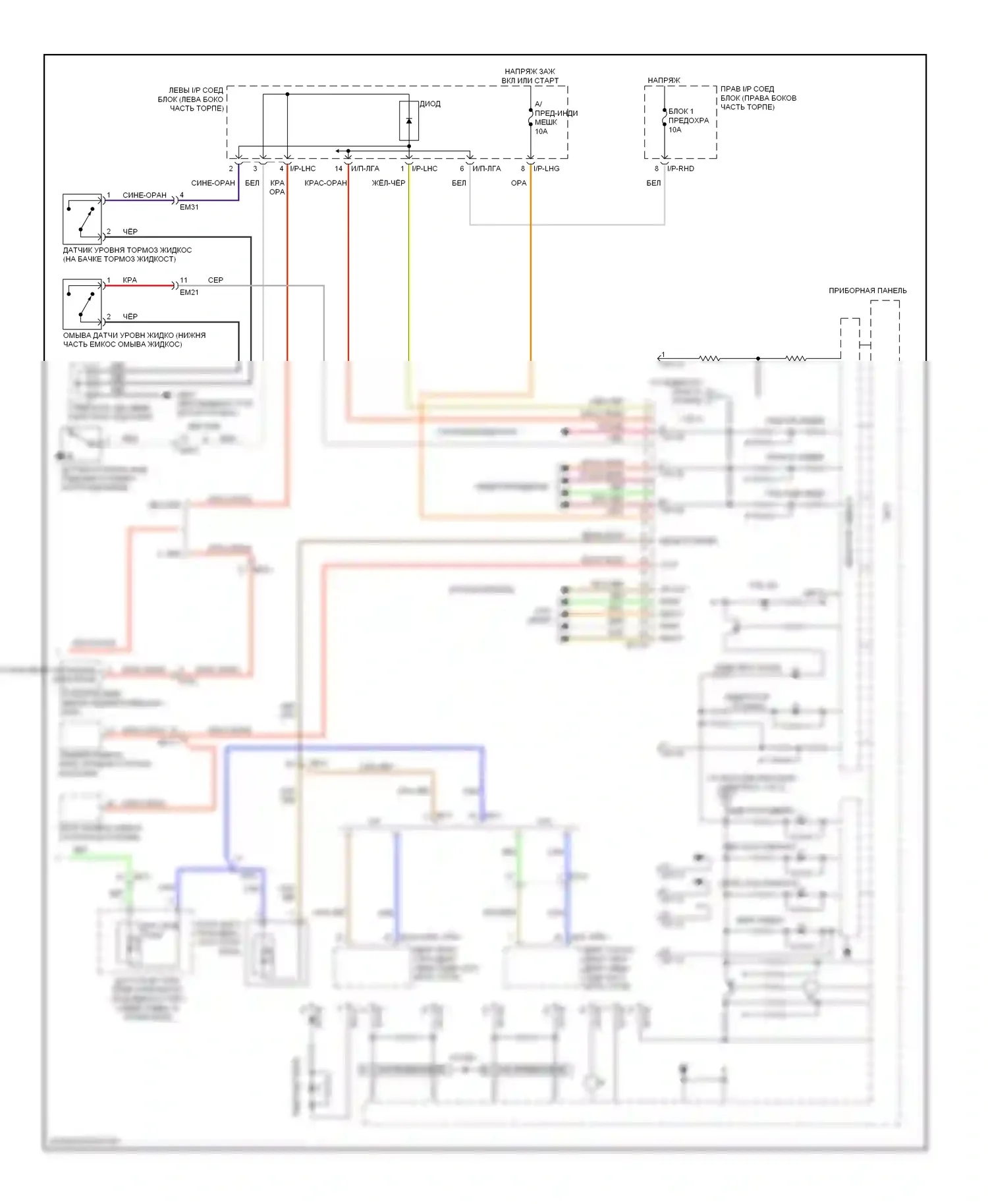 Genesis Hyundai I рестайлинг (2011-2016): Электросхема приборной панели, с обычной панелью (2 из 2) 