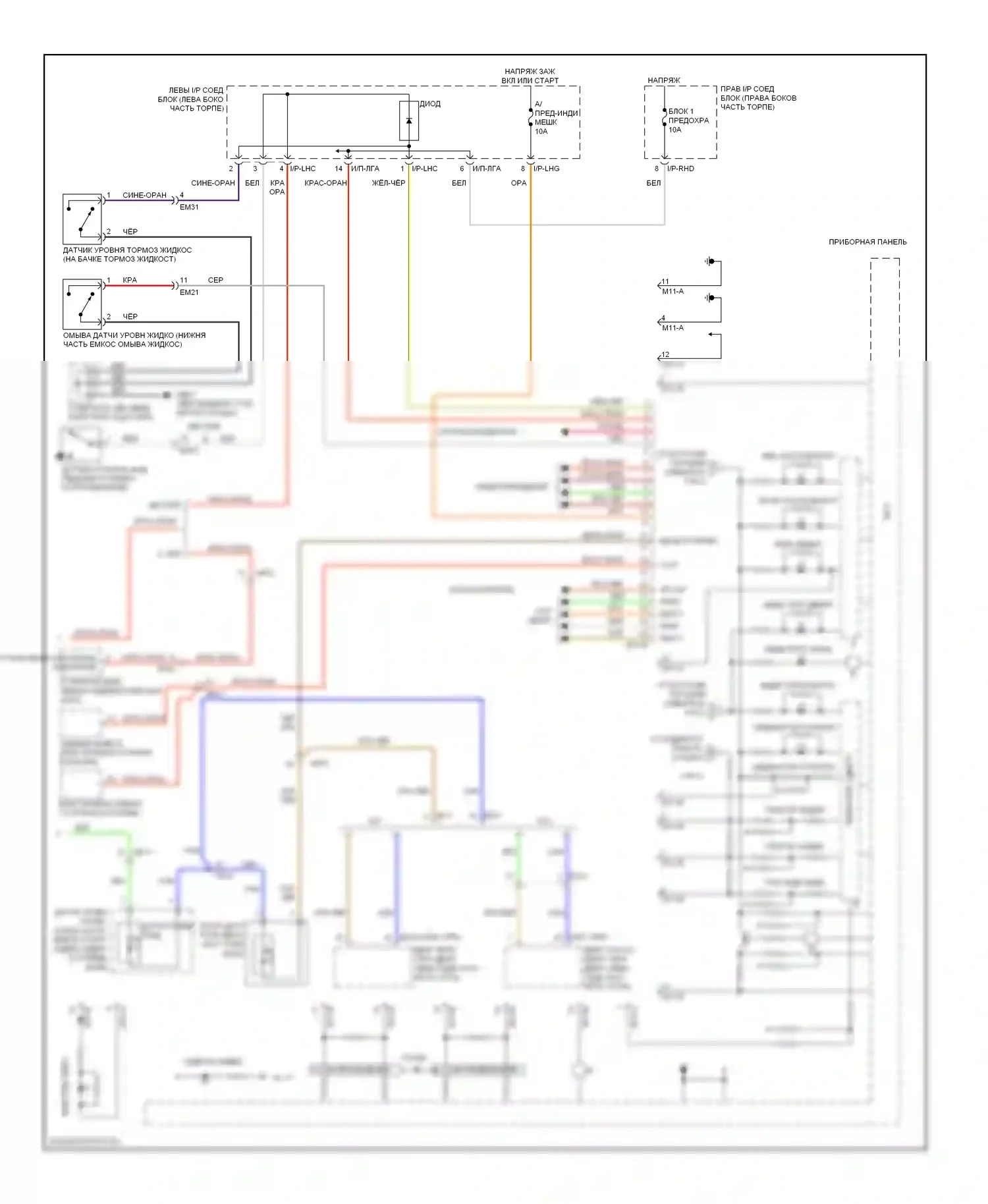Genesis Hyundai I рестайлинг (2011-2016): Электросхема приборной панели, со сверхвидением (2 из 2) 