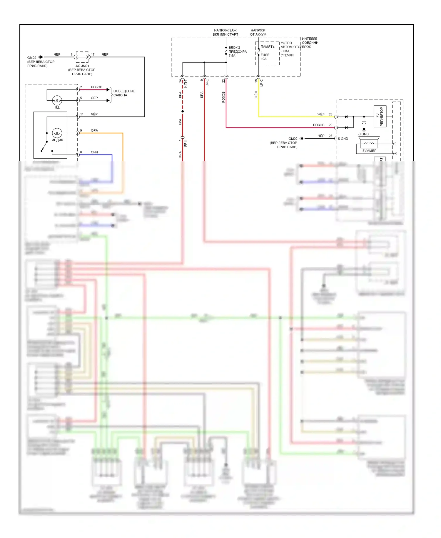 Genesis Hyundai I рестайлинг (2011-2016): Электросхема парктроника 