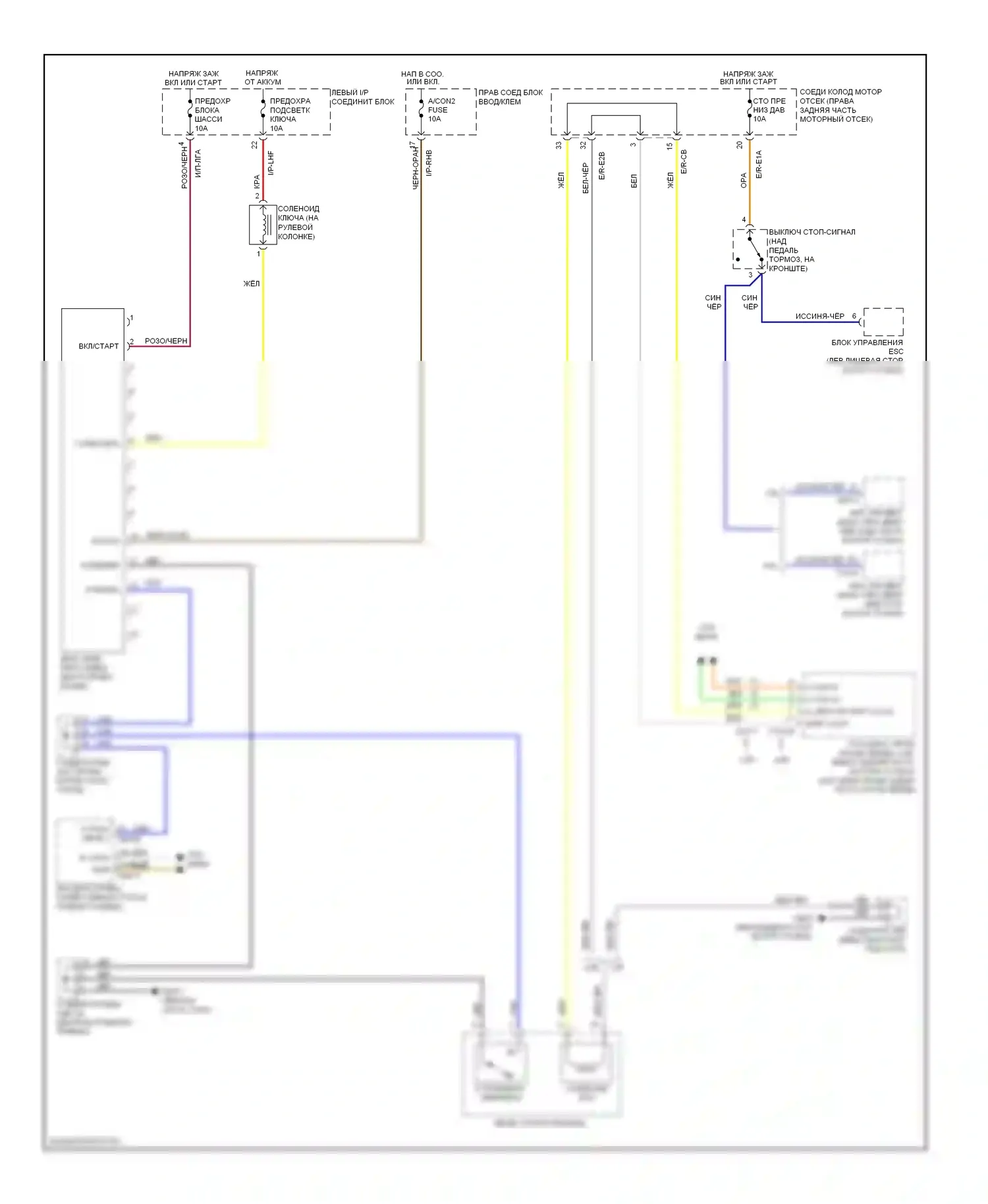 Genesis Hyundai I (2008-2011): Электросхема переключения передач и блокировки ключа 