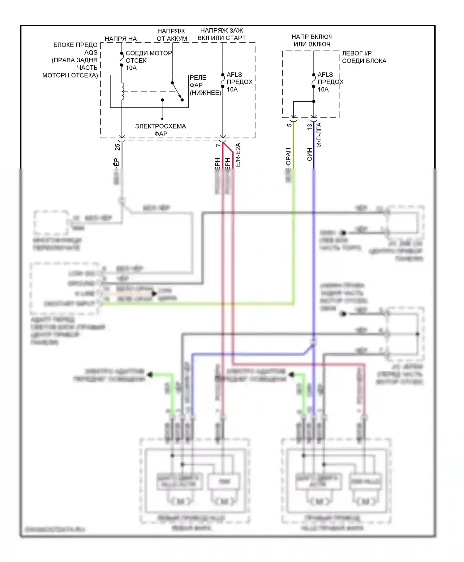 Genesis Hyundai I (2008-2011): Электросхема корректора фар, с фарами 