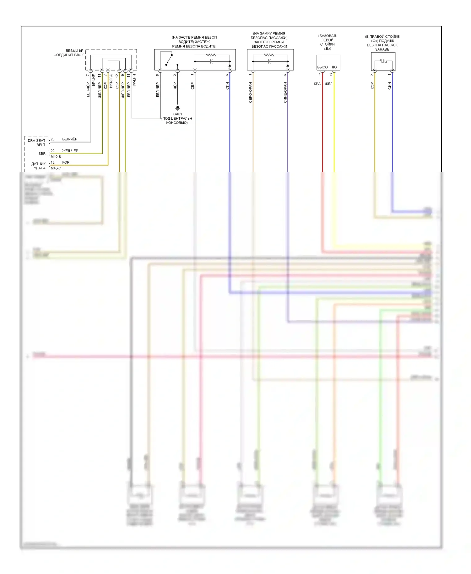 Genesis Hyundai I (2008-2011): Электросхема подушек безопасности (2 из 3) 