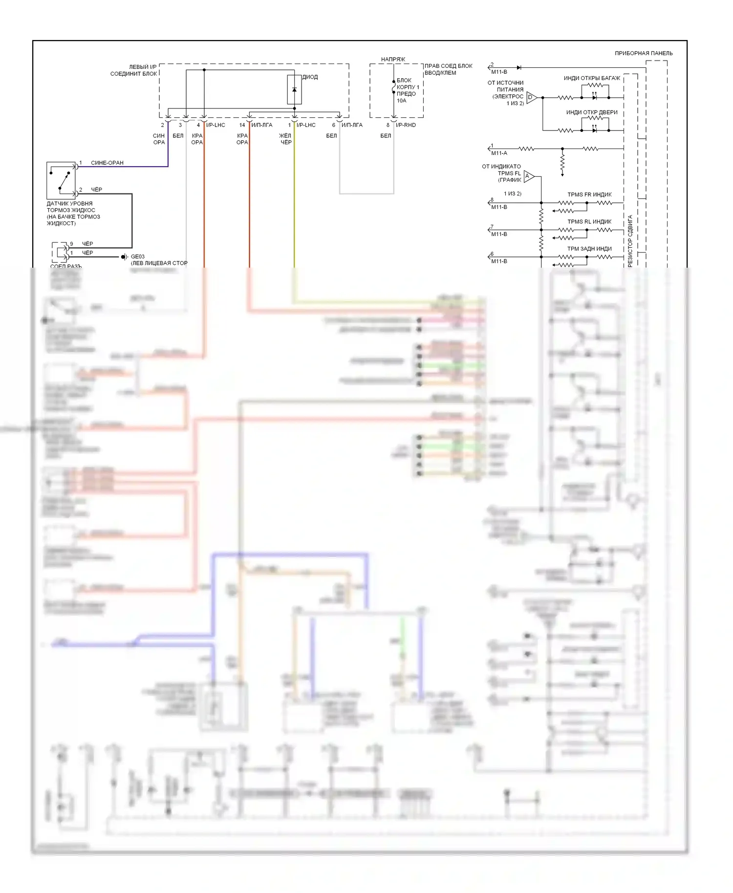 Genesis Hyundai I (2008-2011): Электросхема приборной панели, с аналоговой панелью (2 из 2) 