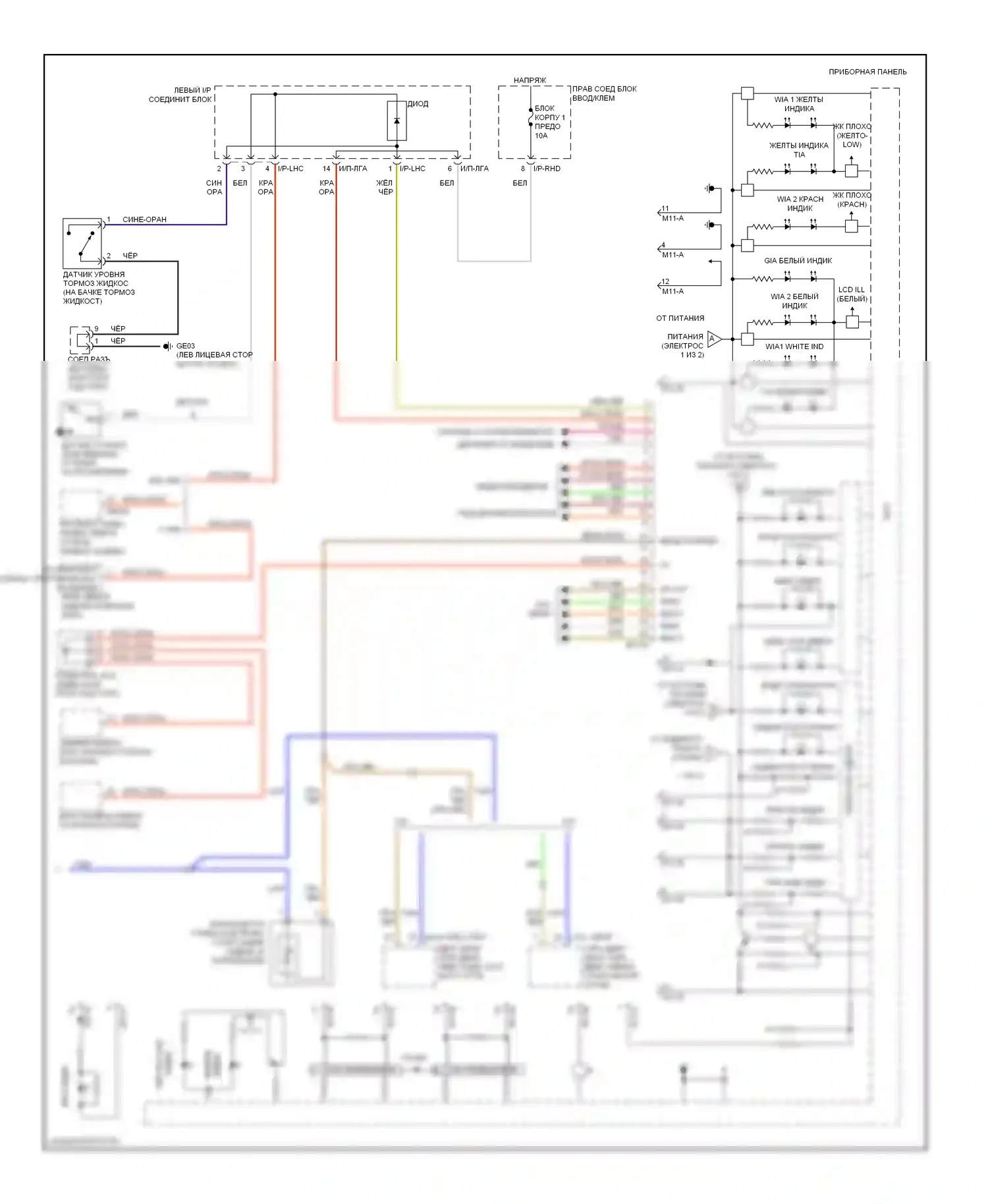 Genesis Hyundai I (2008-2011): Электросхема приборной панели, со сверхвидением (2 из 2) 