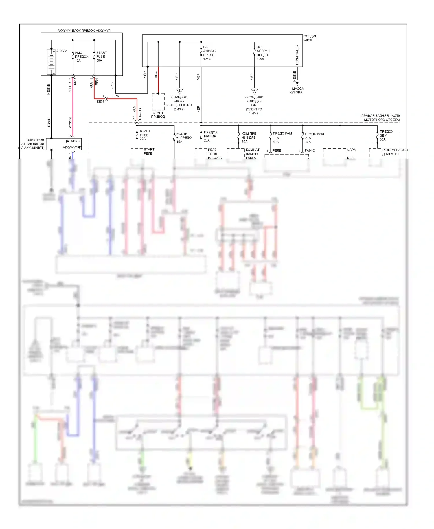 Genesis Hyundai II (2013-2016): Электросхема блока предохранителей реле (1 из 7) 