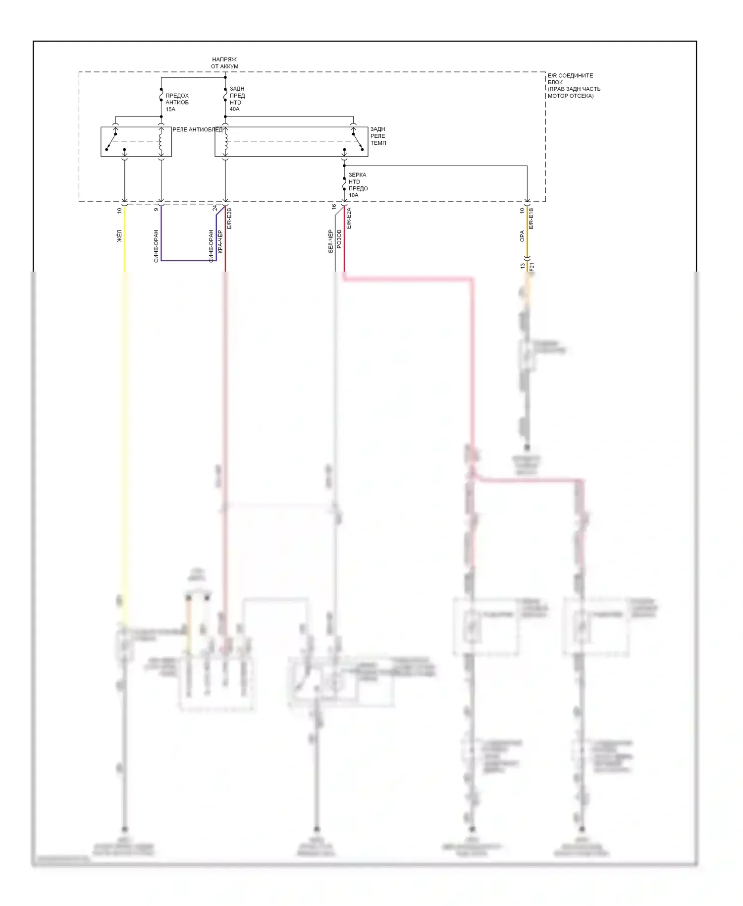 Genesis Hyundai II (2013-2016): Электросхема подогрева стекол 