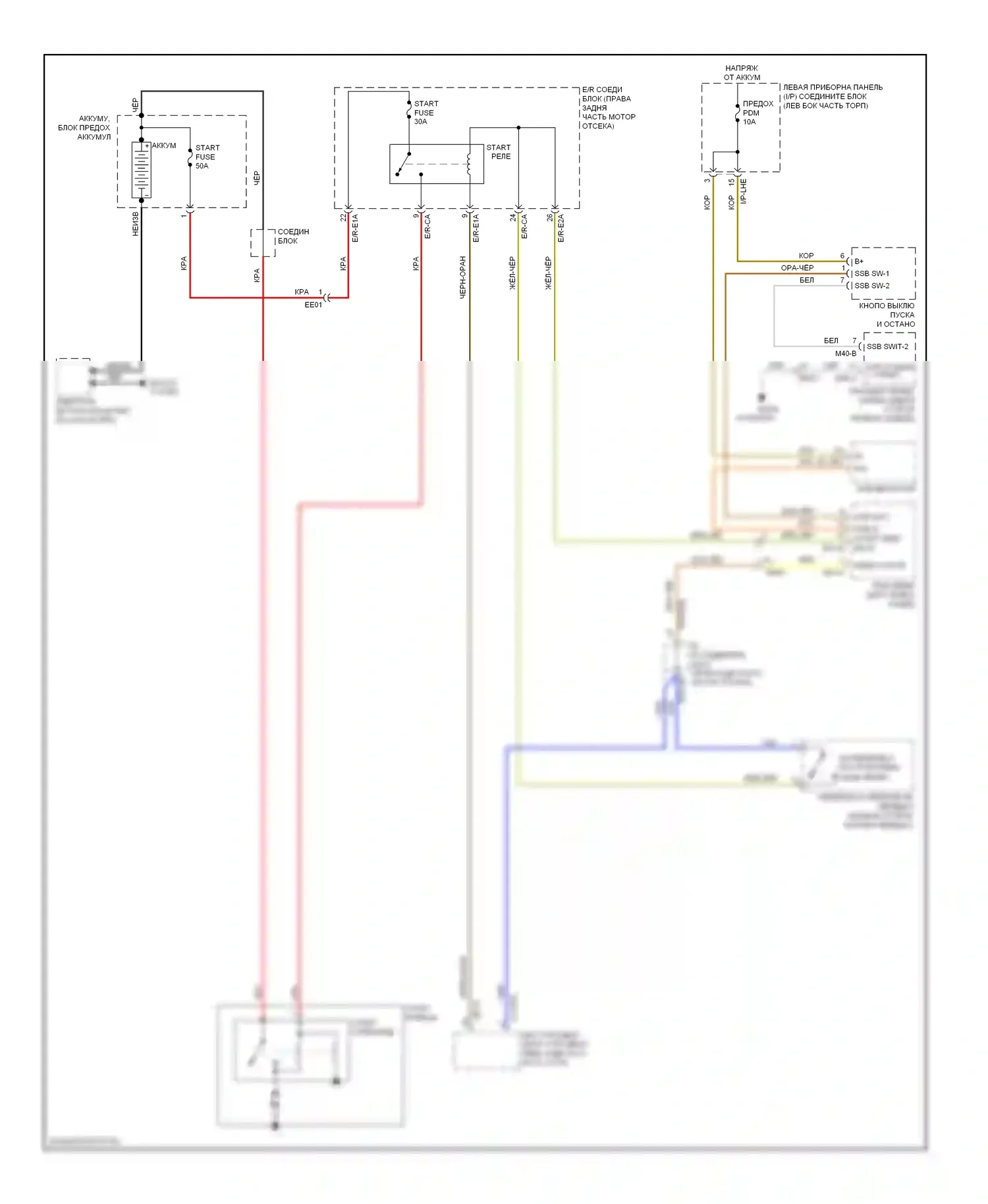 Genesis Hyundai II (2013-2016): 3.8l, электросхема стартера, с кнопочным пуском 