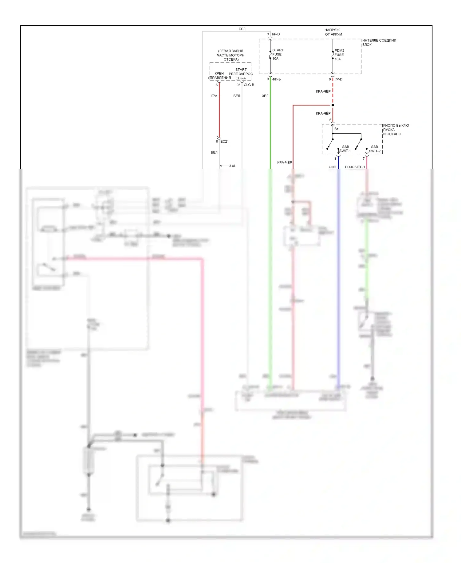 Genesis Hyundai II (2013-2016): Электросхема стартера, ручная коробка передач с кнопочным пуском 