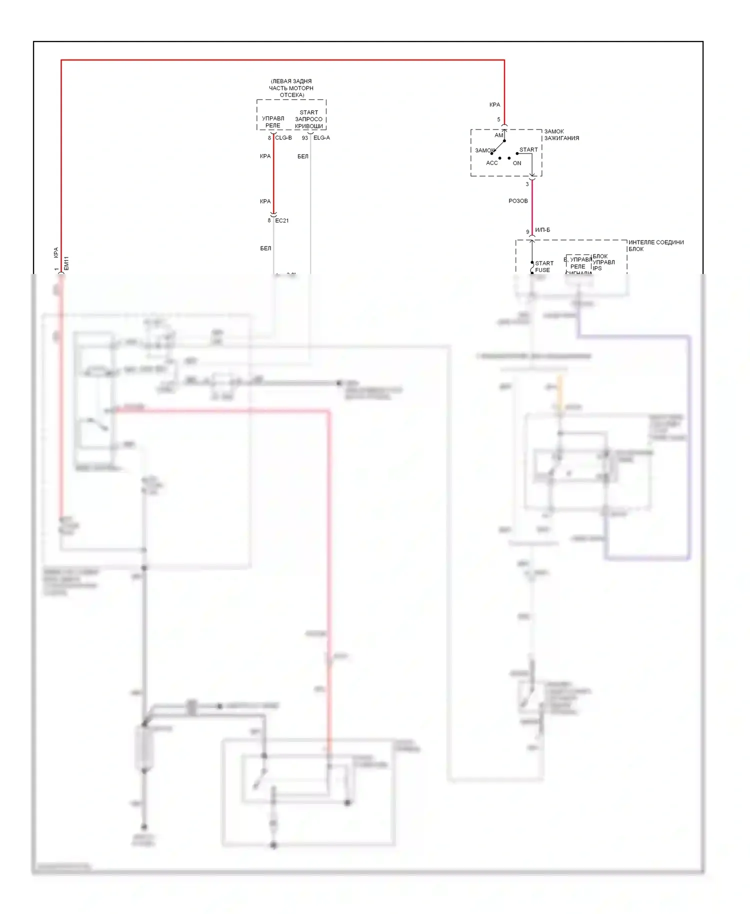 Genesis Hyundai II (2013-2016): Электросхема стартера, ручной коробки передач без кнопочного пуска 
