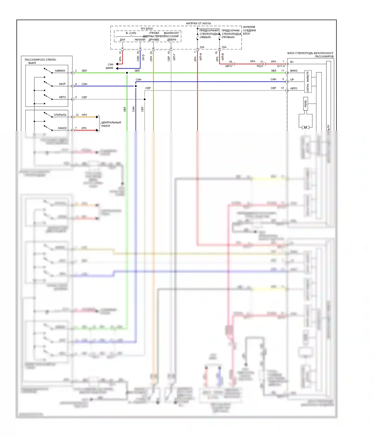Genesis Hyundai II (2013-2016): Стеклоподъемники электросхема 