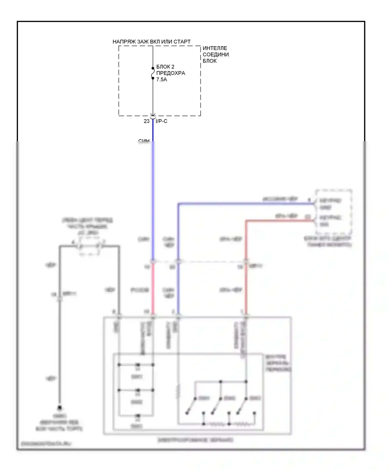 Genesis Hyundai II (2013-2016): Электросхема электрохромного зеркала, с тму 