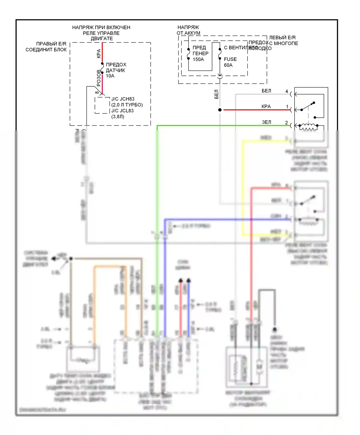 Genesis Hyundai II (2013-2016): Электросхема вентилятора охлаждения 