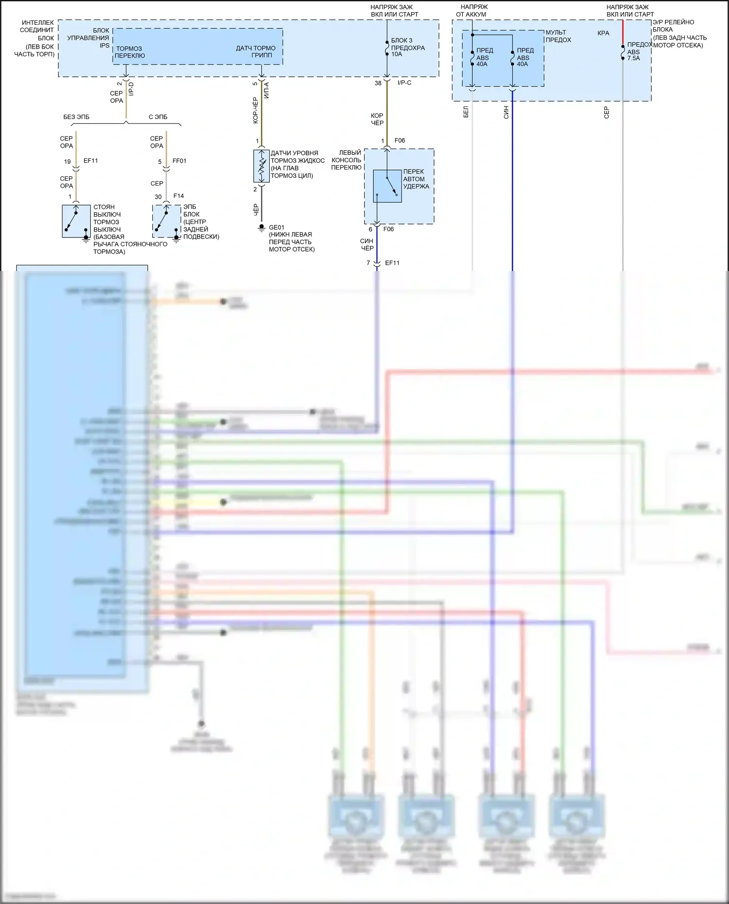 Grand Santa Fe Hyundai III рестайлинг (2015-2018): Антиблокировочная система abs электросхема (1 из 2) 