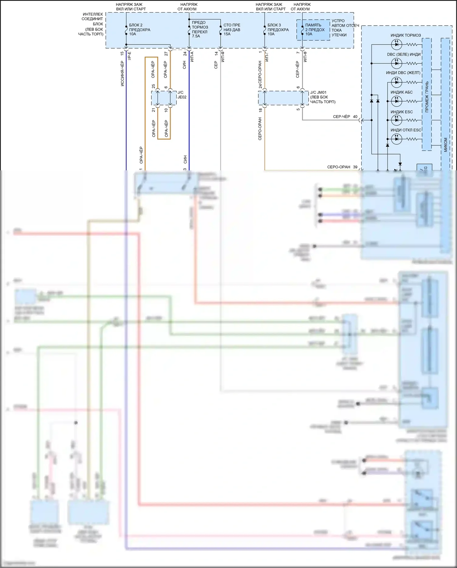 Grand Santa Fe Hyundai III рестайлинг (2015-2018): Антиблокировочная система abs электросхема (2 из 2) 