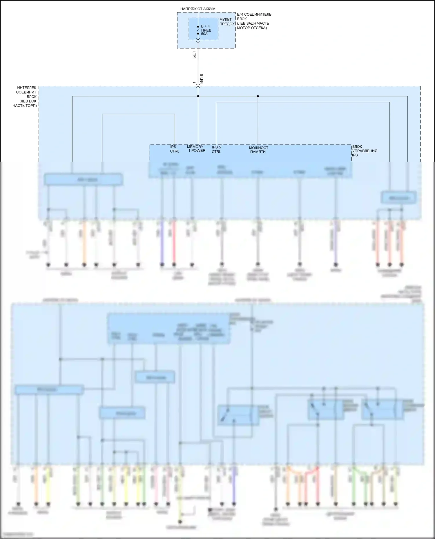 Grand Santa Fe Hyundai III рестайлинг (2015-2018): Электросхема блока управления ips (1 из 2) 