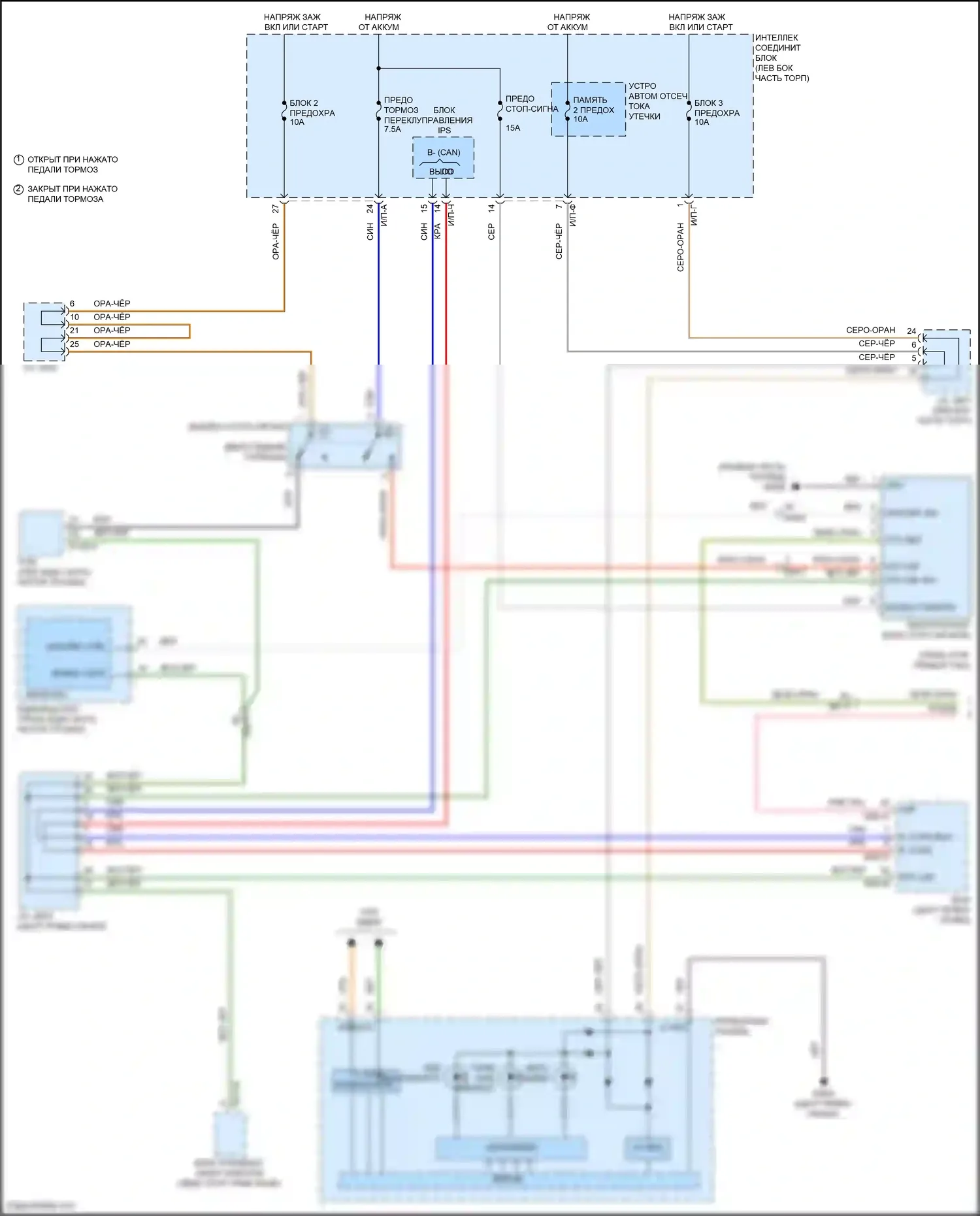 Grand Santa Fe Hyundai III рестайлинг (2015-2018): Электросхема фар и фонарей (1 из 4) 