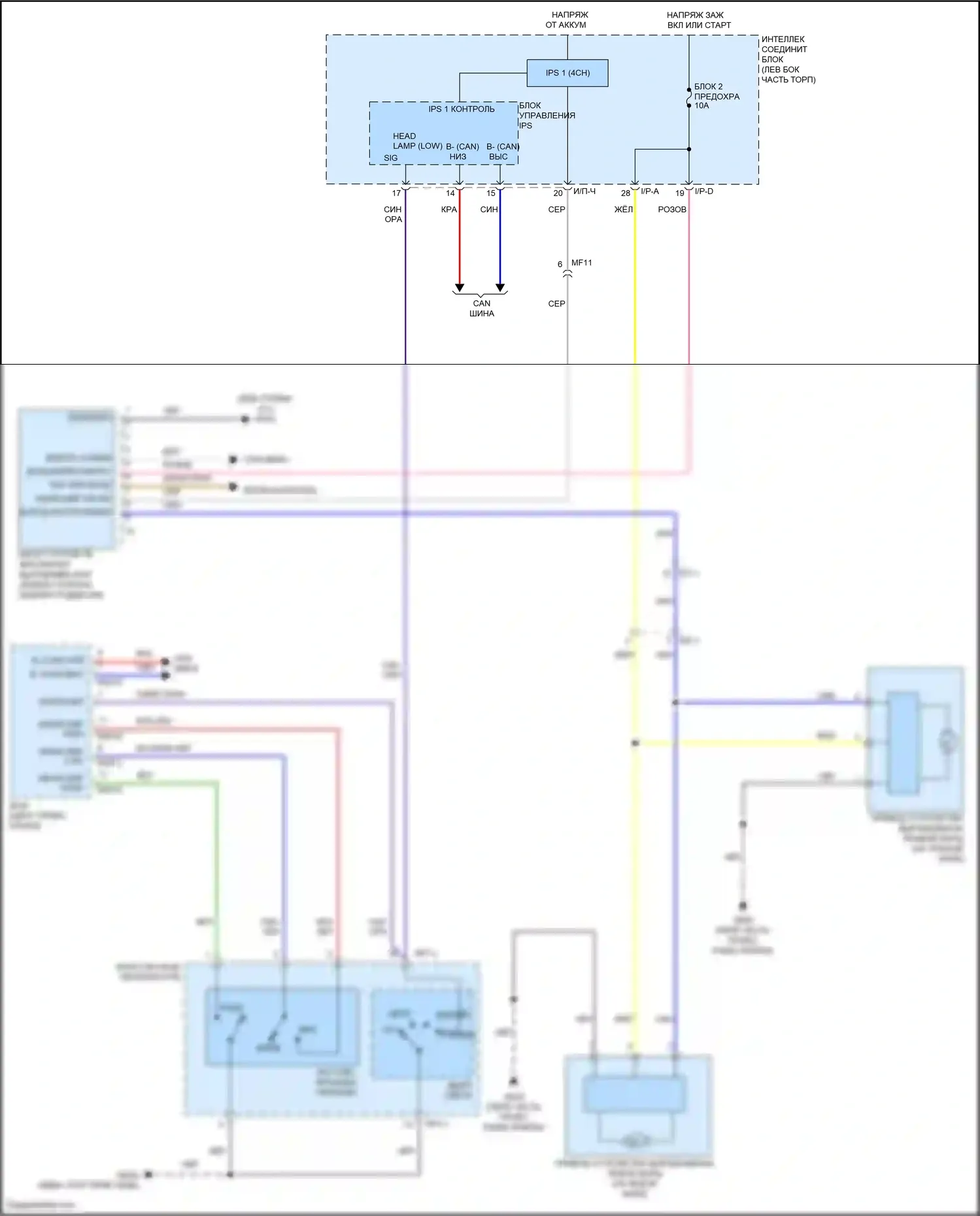 Grand Santa Fe Hyundai III рестайлинг (2015-2018): Электросхема корректора фар 