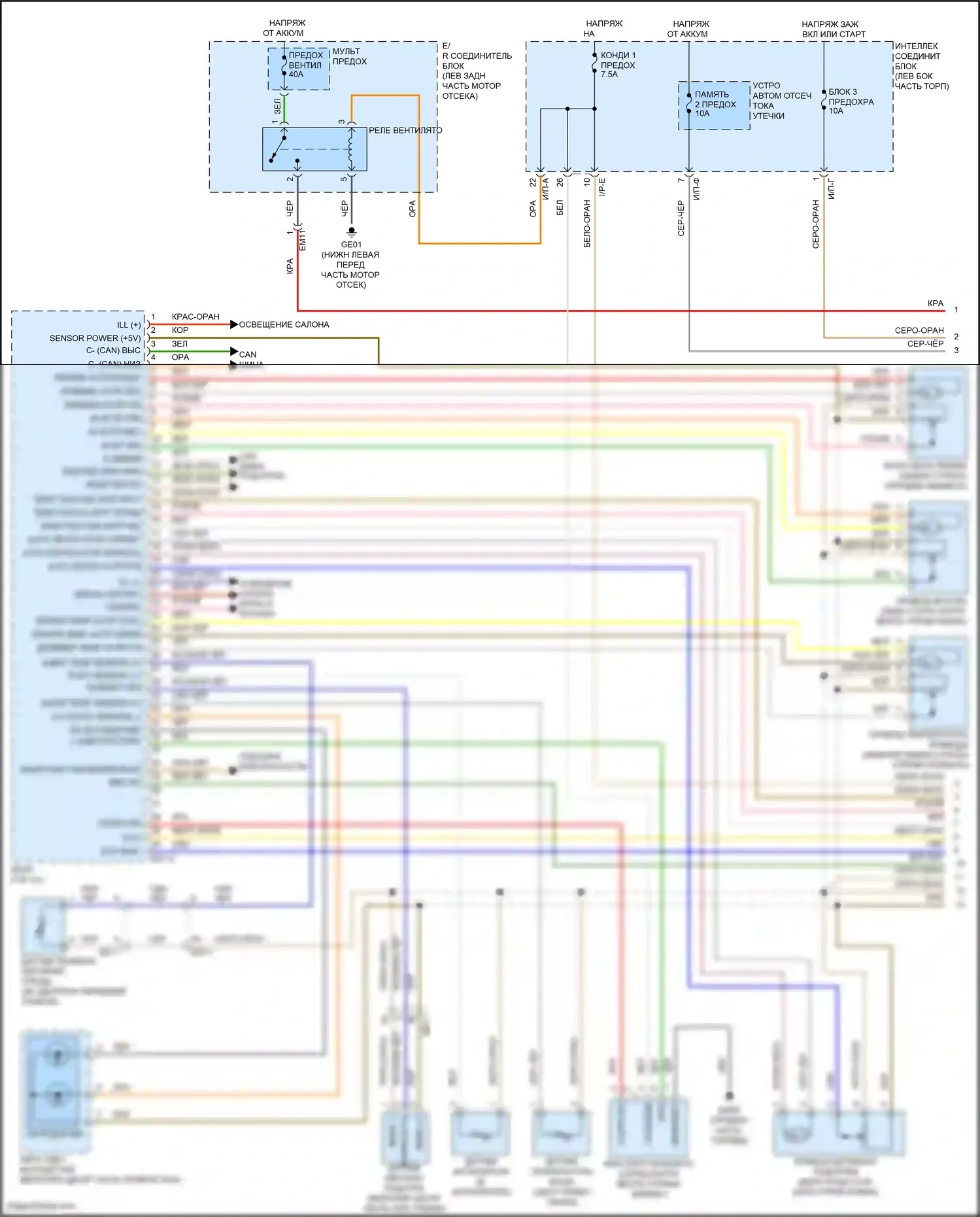 Grand Santa Fe Hyundai III рестайлинг (2015-2018): Электросхема климат контроля (1 из 3) 