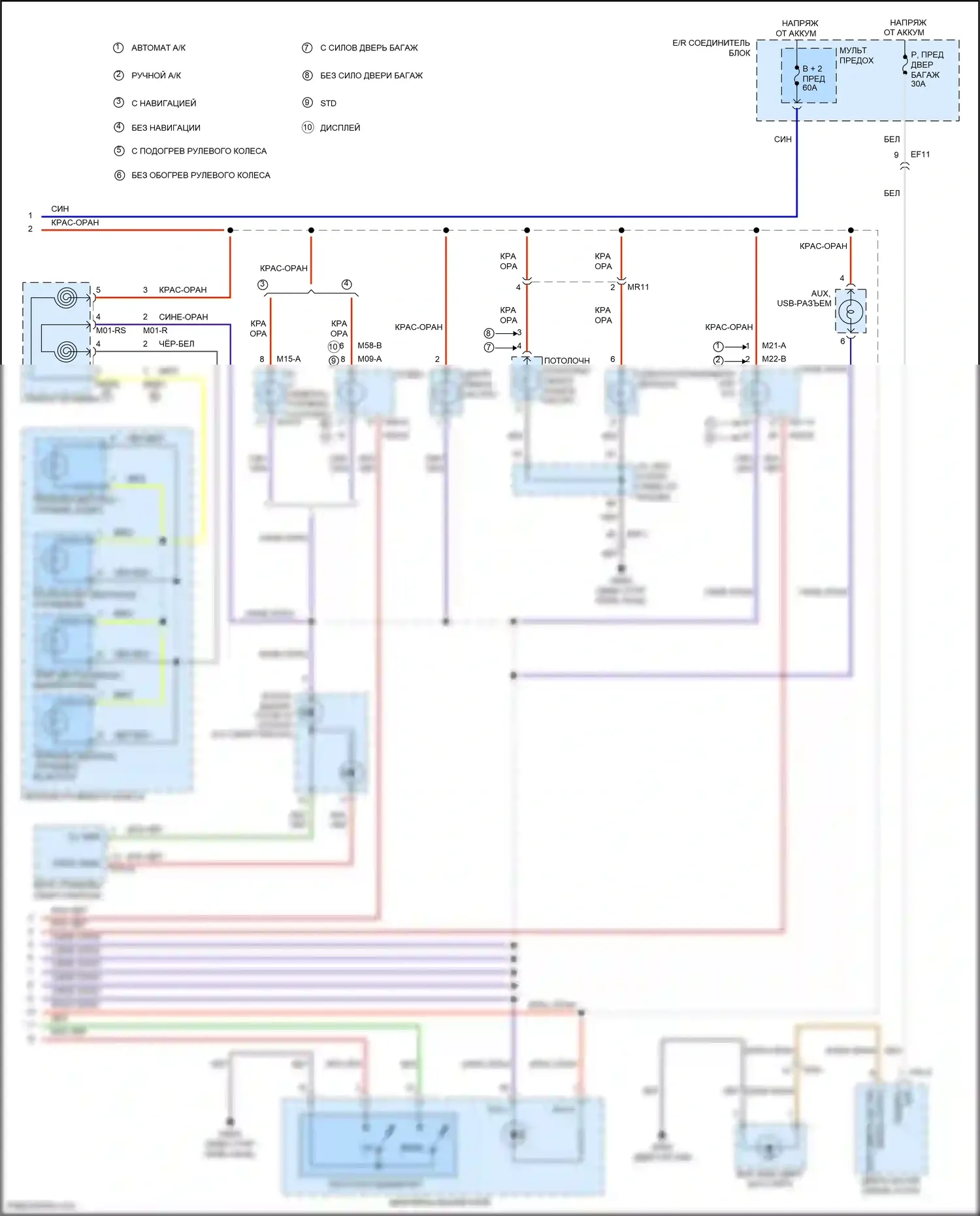 Grand Santa Fe Hyundai III рестайлинг (2015-2018): Электросхема подсветки приборной панели (2 из 2) 