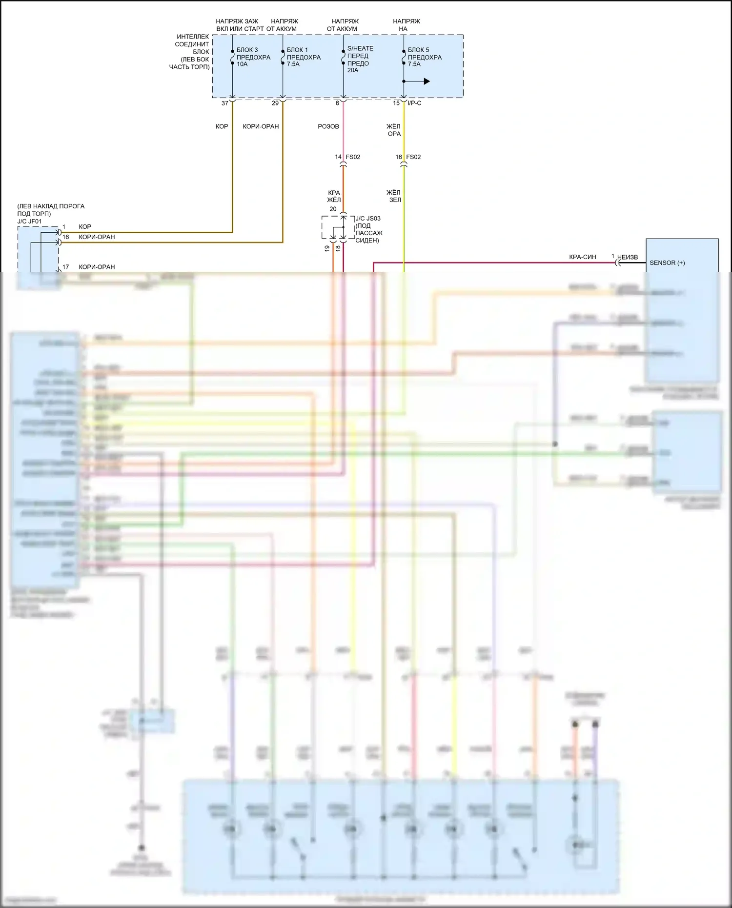 Grand Santa Fe Hyundai III рестайлинг (2015-2018): Электросхема пассажирского сиденья климат-контроля 