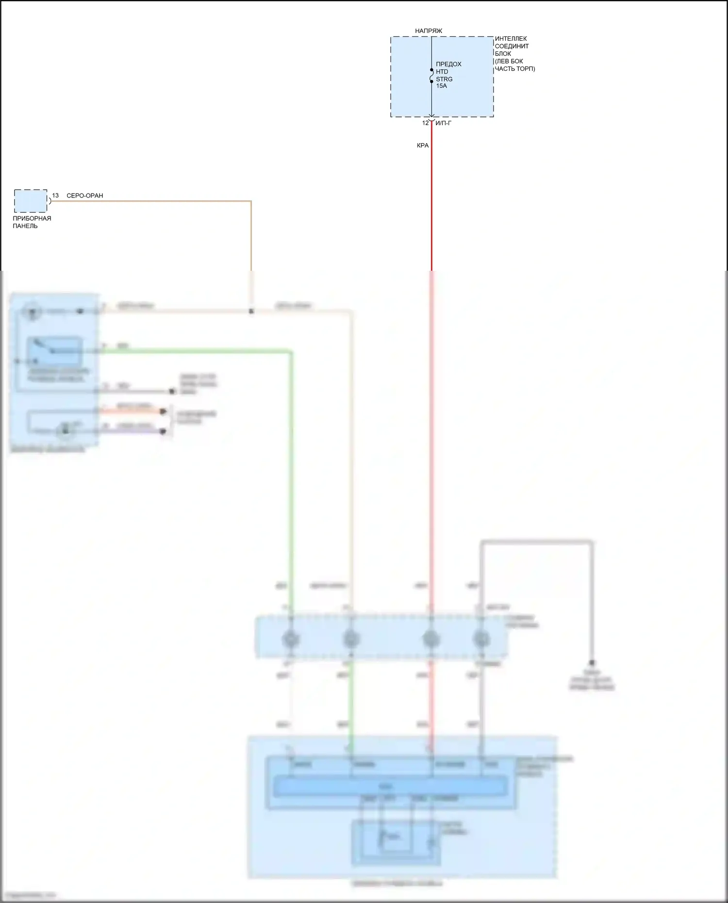 Grand Santa Fe Hyundai III рестайлинг (2015-2018): Электросхема рулевого колеса с подогревом 