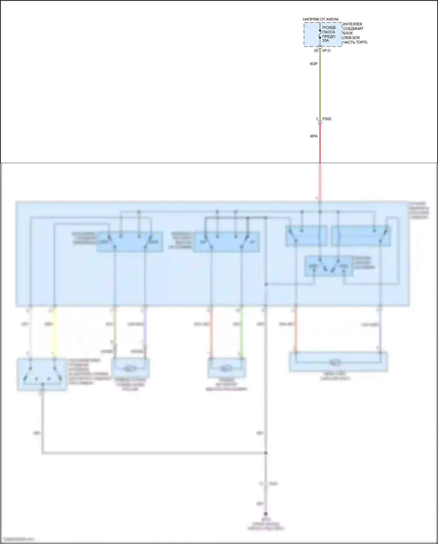 Grand Santa Fe Hyundai III рестайлинг (2015-2018): Электросхема сиденья с электроприводом для пассажиров, 6-стороннее сиденье с электроприводом 