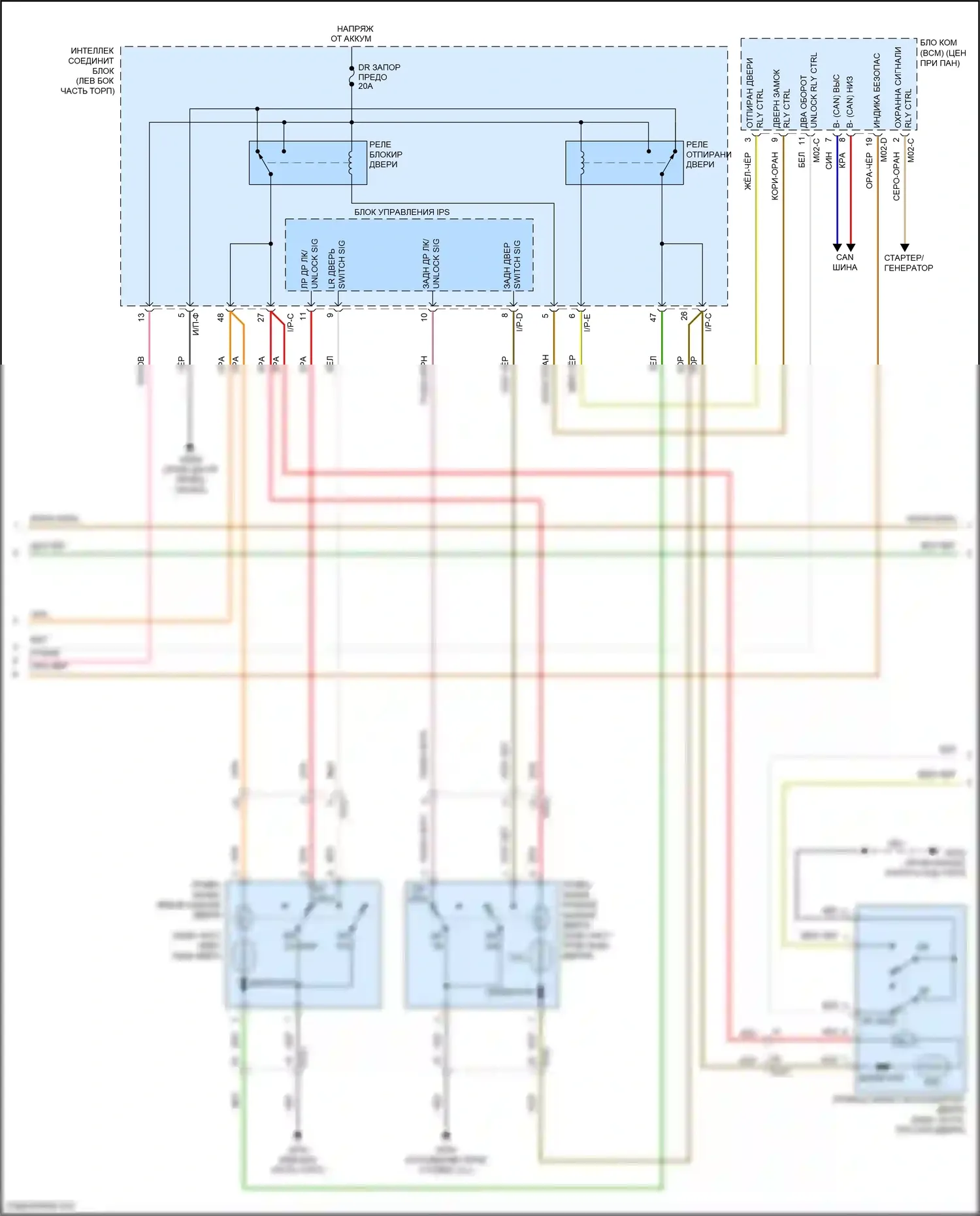 Grand Santa Fe Hyundai III рестайлинг (2015-2018): Электросхема защиты от взлома (2 из 3) 