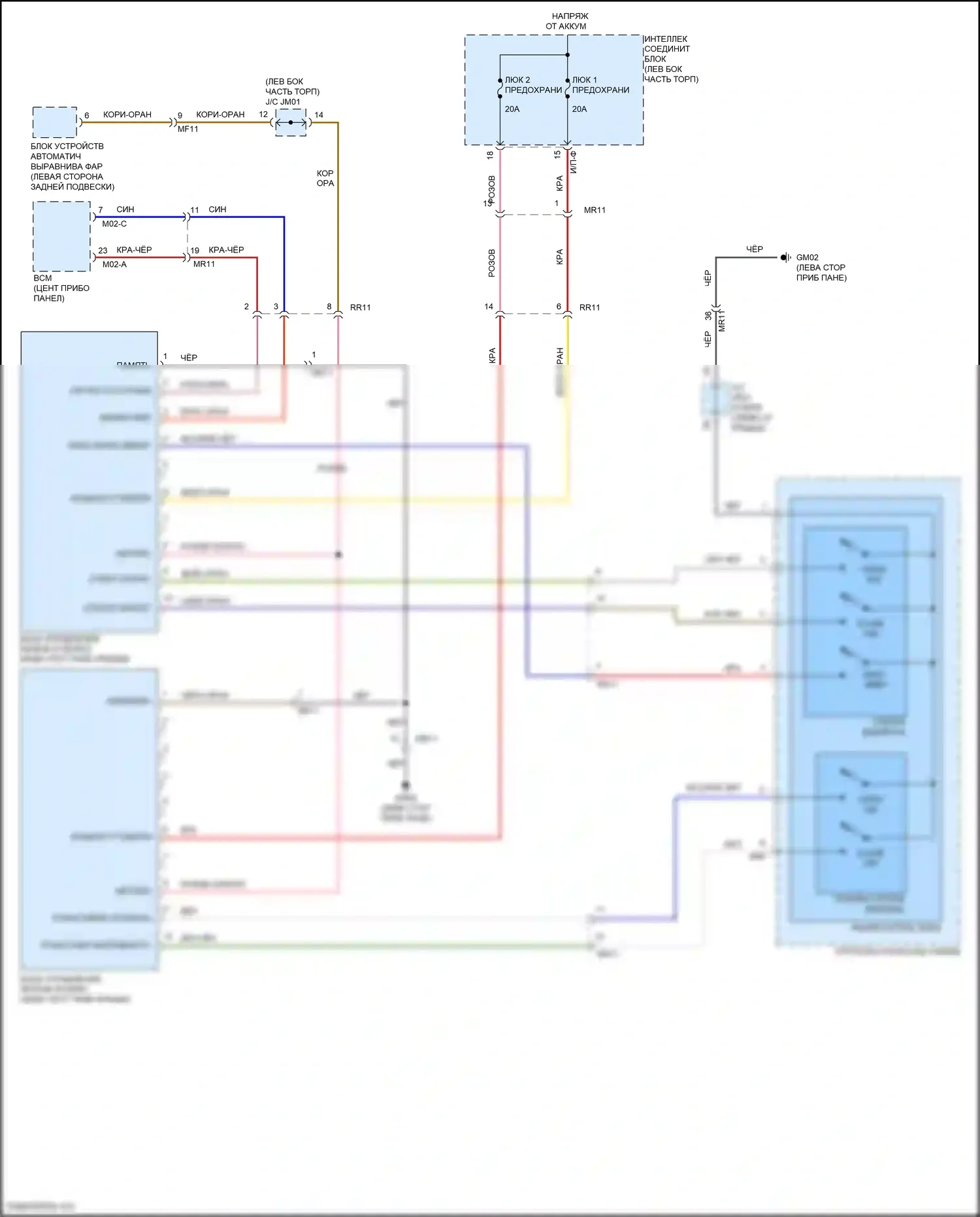 Grand Santa Fe Hyundai III рестайлинг (2015-2018): Электросхема складной крыши/люка 