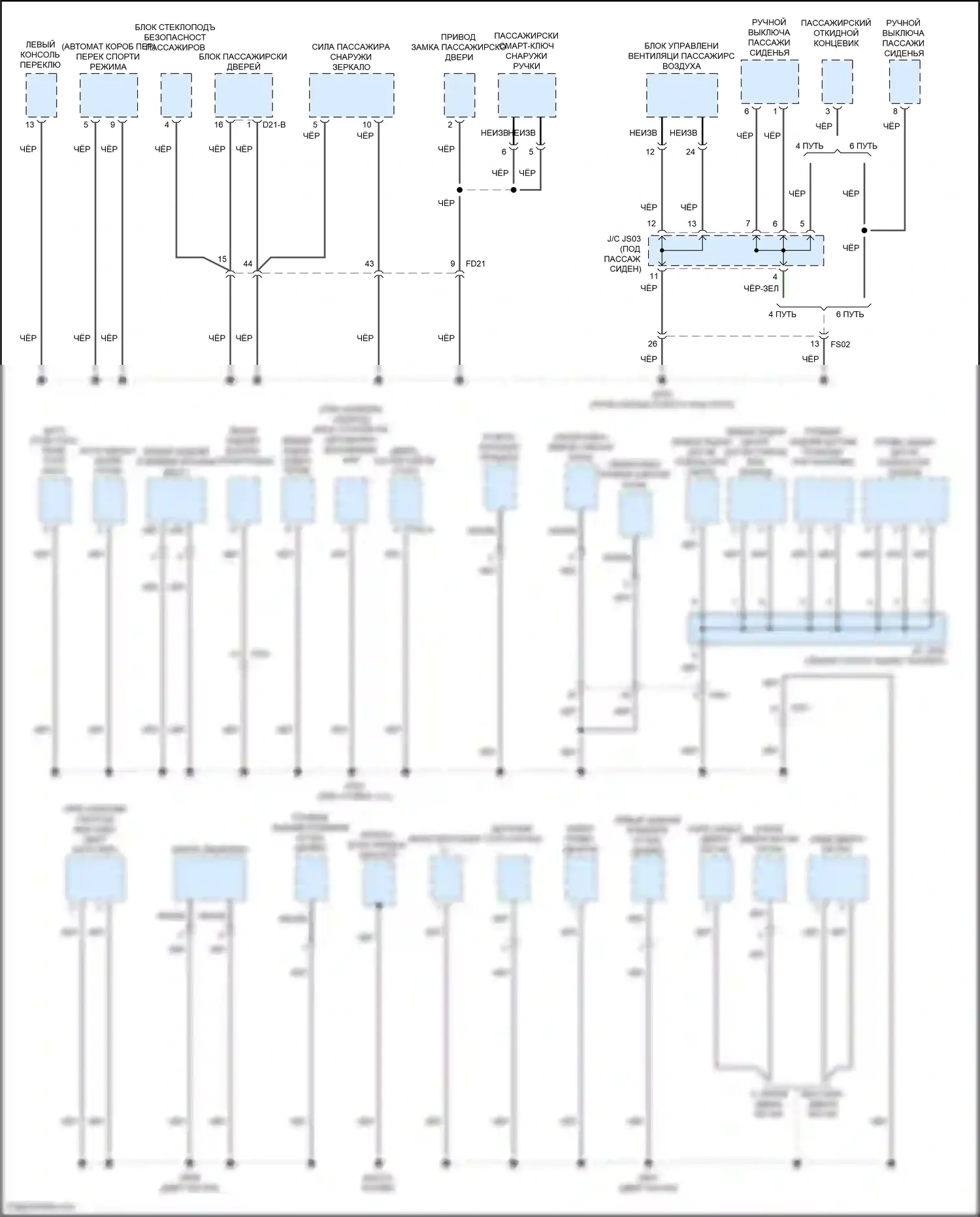 Grand Santa Fe Hyundai III рестайлинг (2015-2018): Электросхема точек подключения масс (4 из 4) 