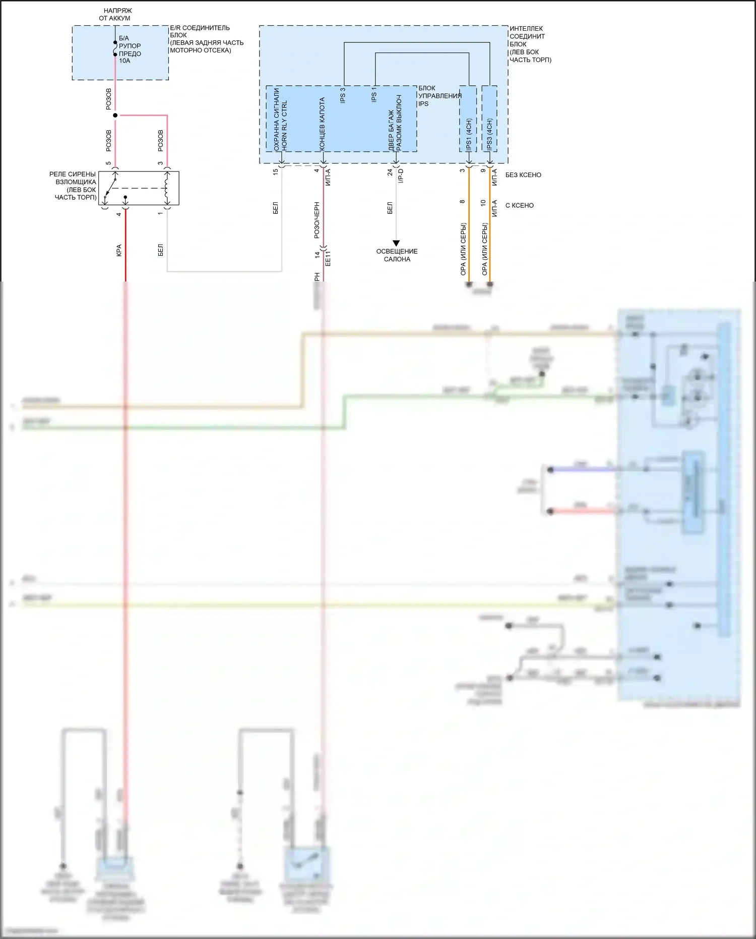 Grand Santa Fe Hyundai III рестайлинг (2015-2018): Электросхема центрального замка (3 из 3) 