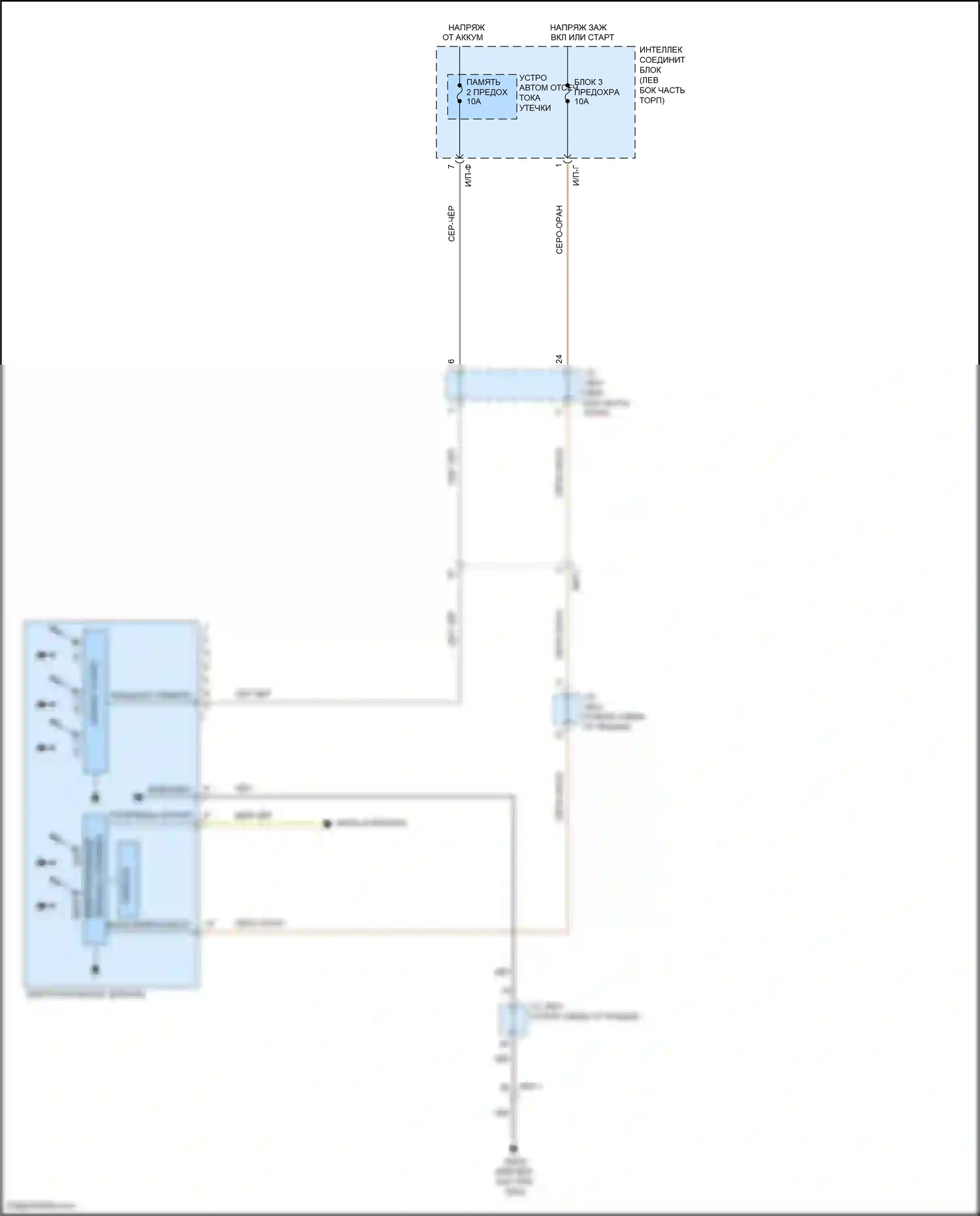 Grand Santa Fe Hyundai III рестайлинг (2015-2018): Электросхема электрохромного зеркала, с homelink и, без дисплея камеры заднего вида 