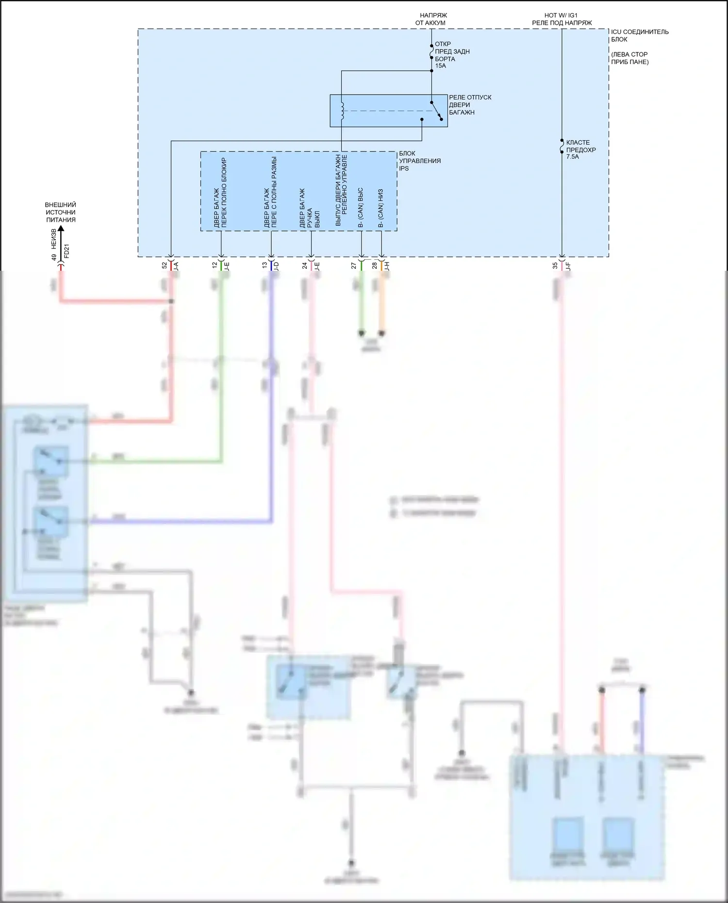 IONIQ 5 Hyundai I (2021-2024): Электросхема выпуска двери багажника 