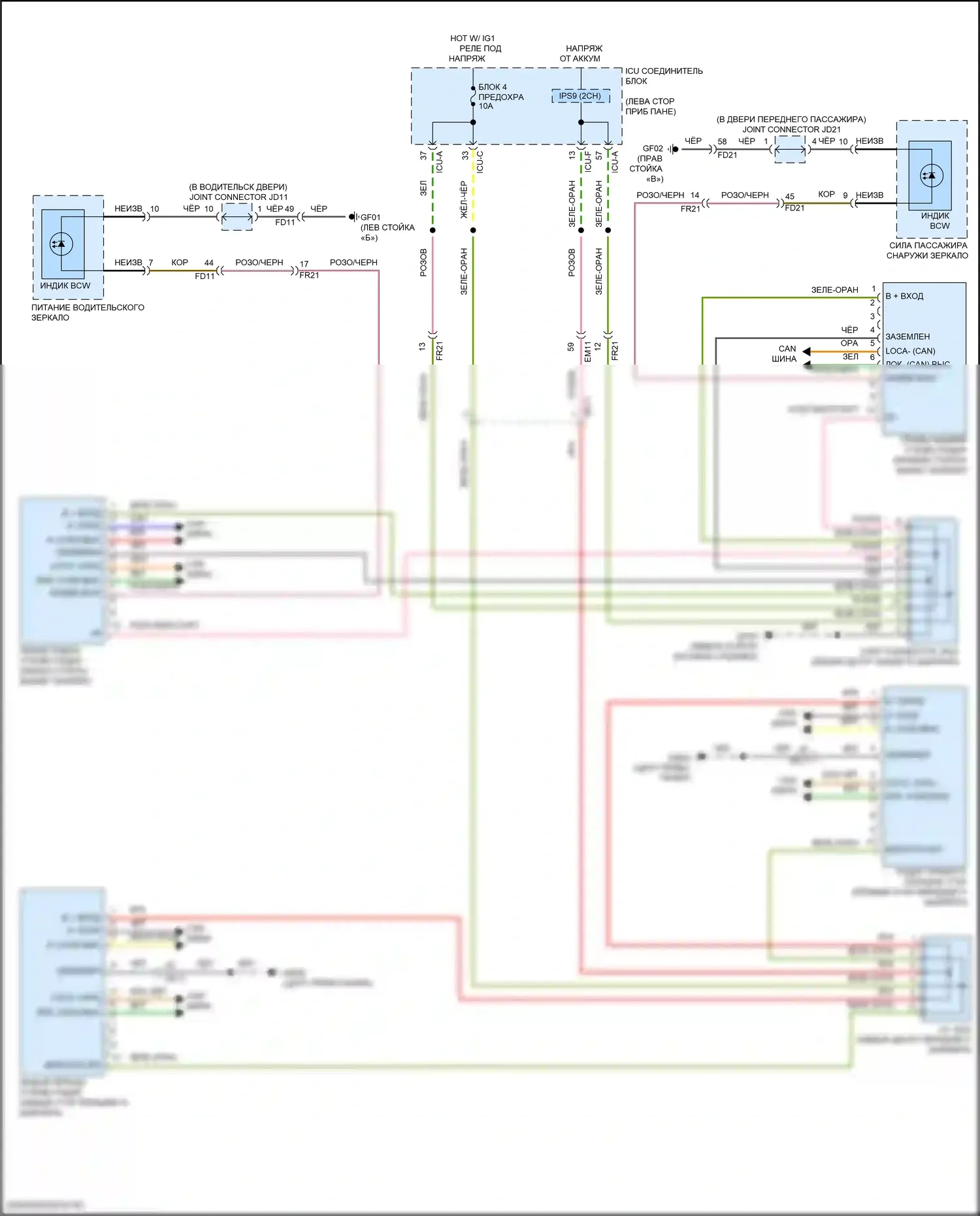 IONIQ 5 Hyundai I (2021-2024): Электросхема информационной системы в слепой зоне 