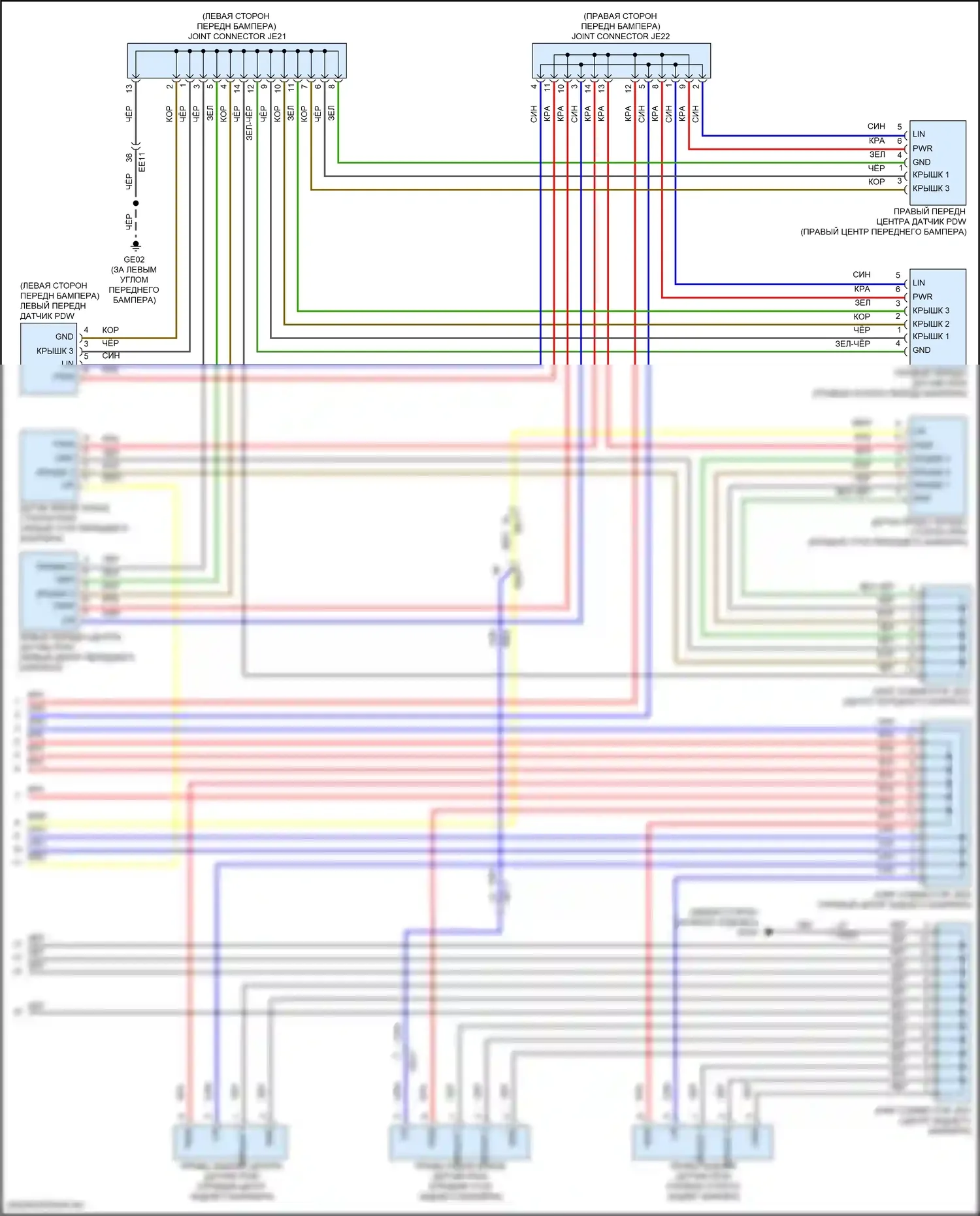 IONIQ 5 Hyundai I (2021-2024): Электросхема парктроника, с adas (2 из 2) 