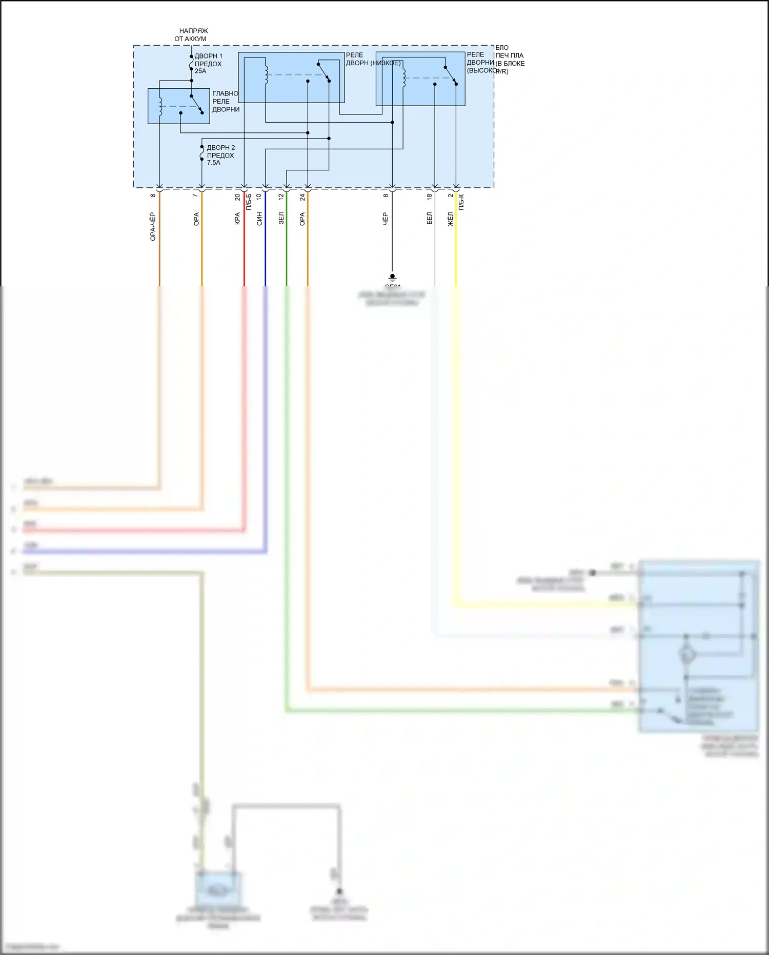 IONIQ 6 Hyundai I (2022-2024): Дворники и омыватели электросхема (2 из 2) 