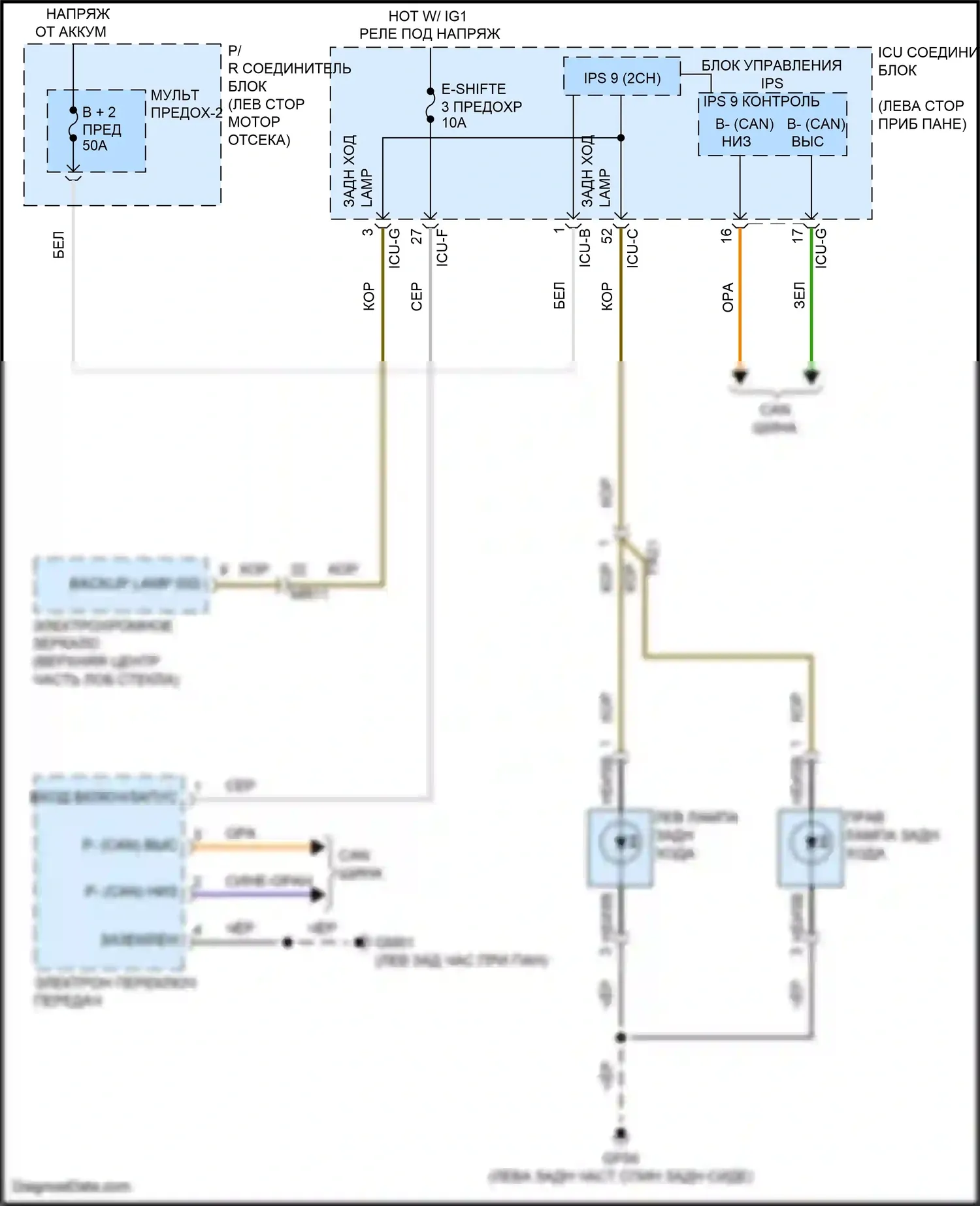 IONIQ 6 Hyundai I (2022-2024): Электросхема фонарей заднего хода 