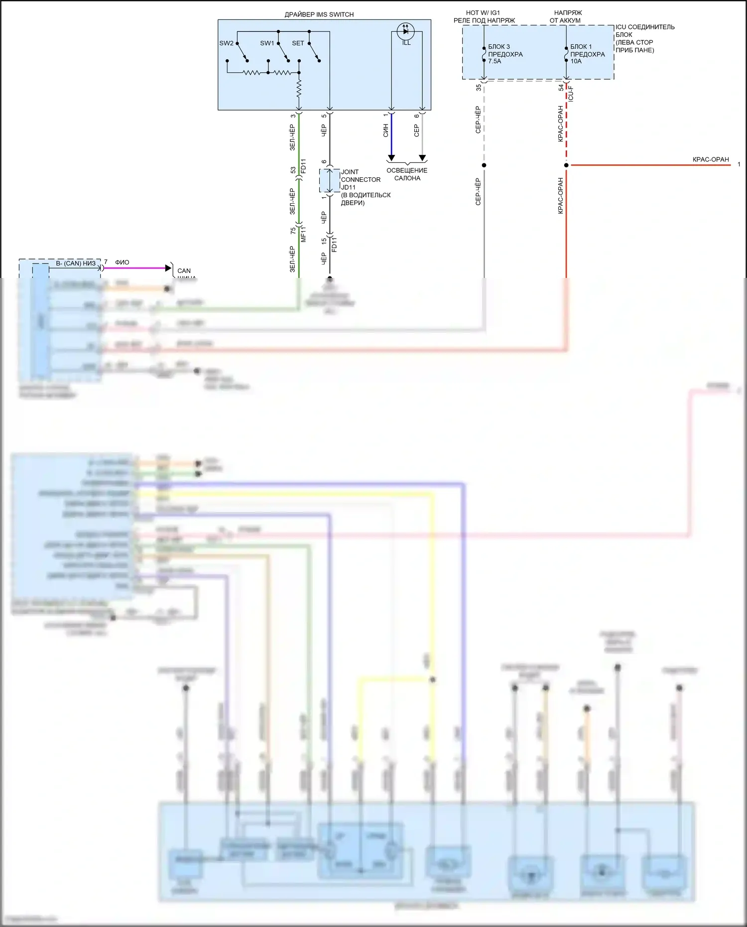 IONIQ 6 Hyundai I (2022-2024): Электросхема памяти зеркал (1 из 2) 
