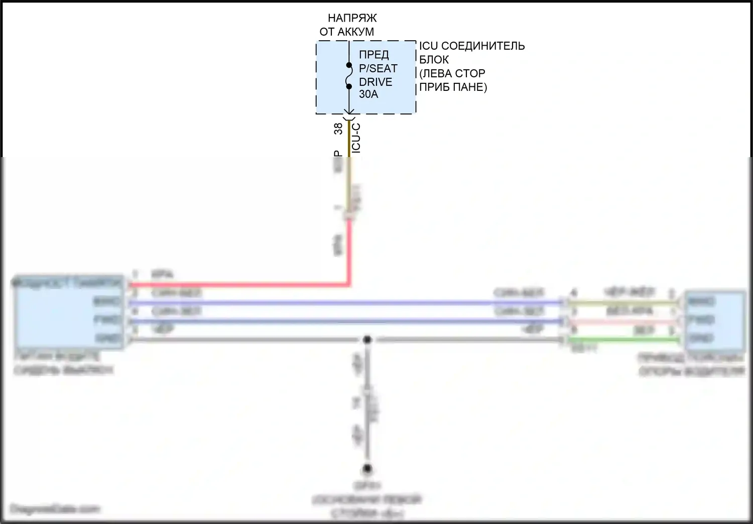 IONIQ 6 Hyundai I (2022-2024): Электросхема сиденья водителя с электроприводом, 2-сторонняя 