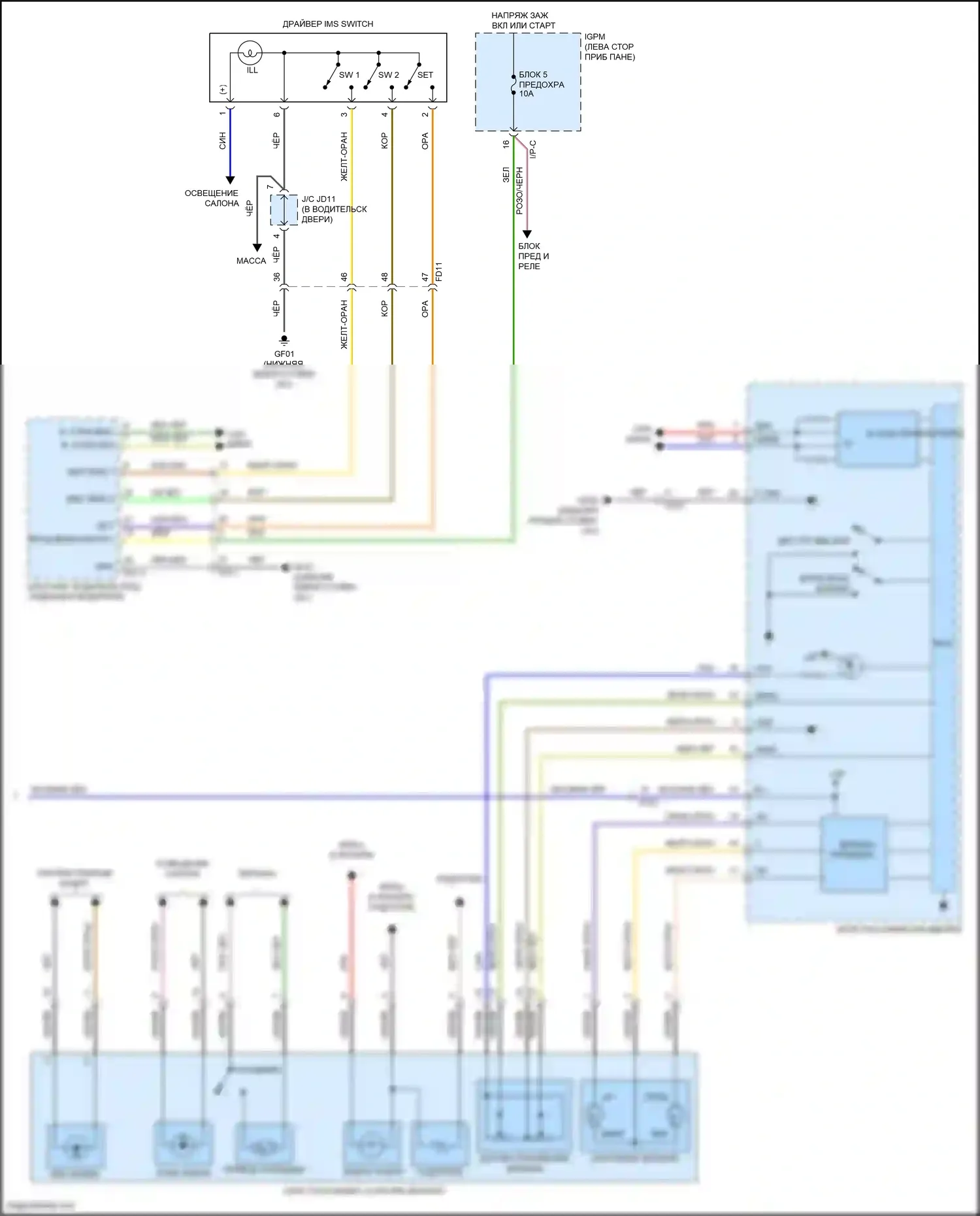 IONIQ Hyundai I (2016-2024): Электросхема памяти зеркал (2 из 2) 
