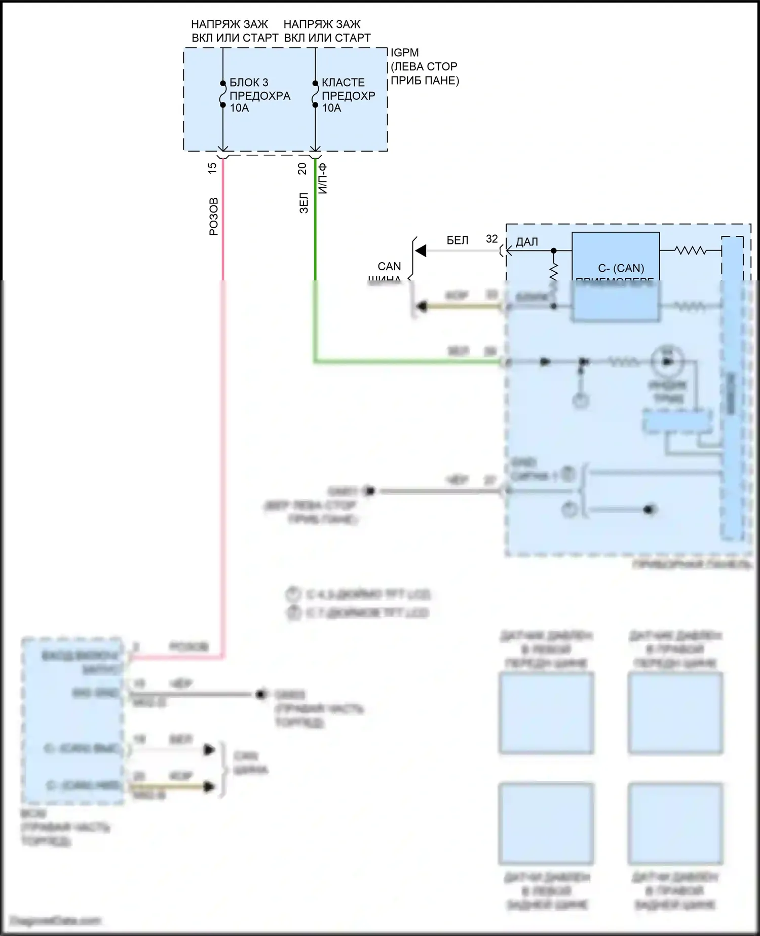 IONIQ Hyundai I (2016-2024): Электросхема контроля давления в шинах, кроме электрической 