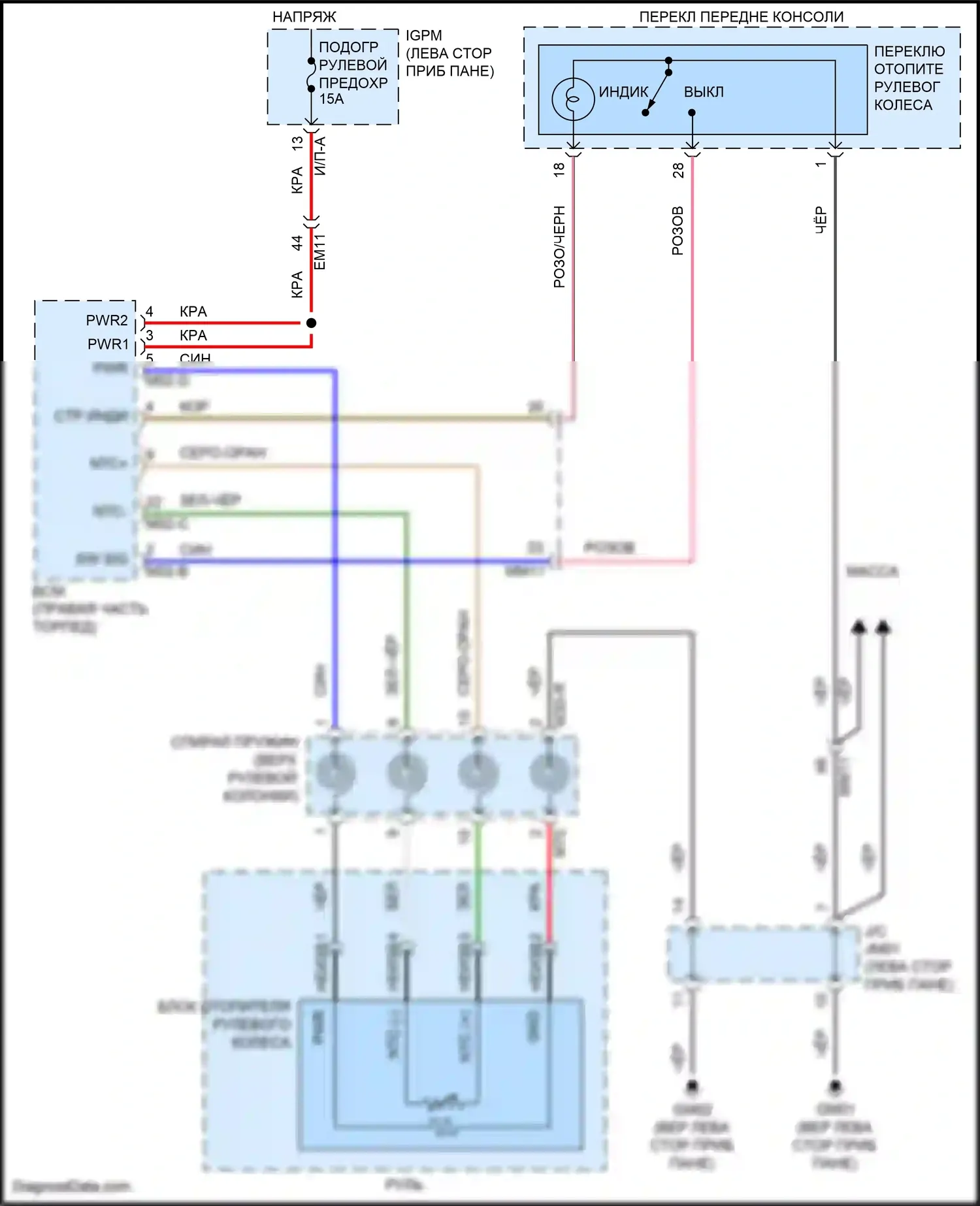 IONIQ Hyundai I (2016-2024): Электросхема рулевого колеса с подогревом, электрическая 