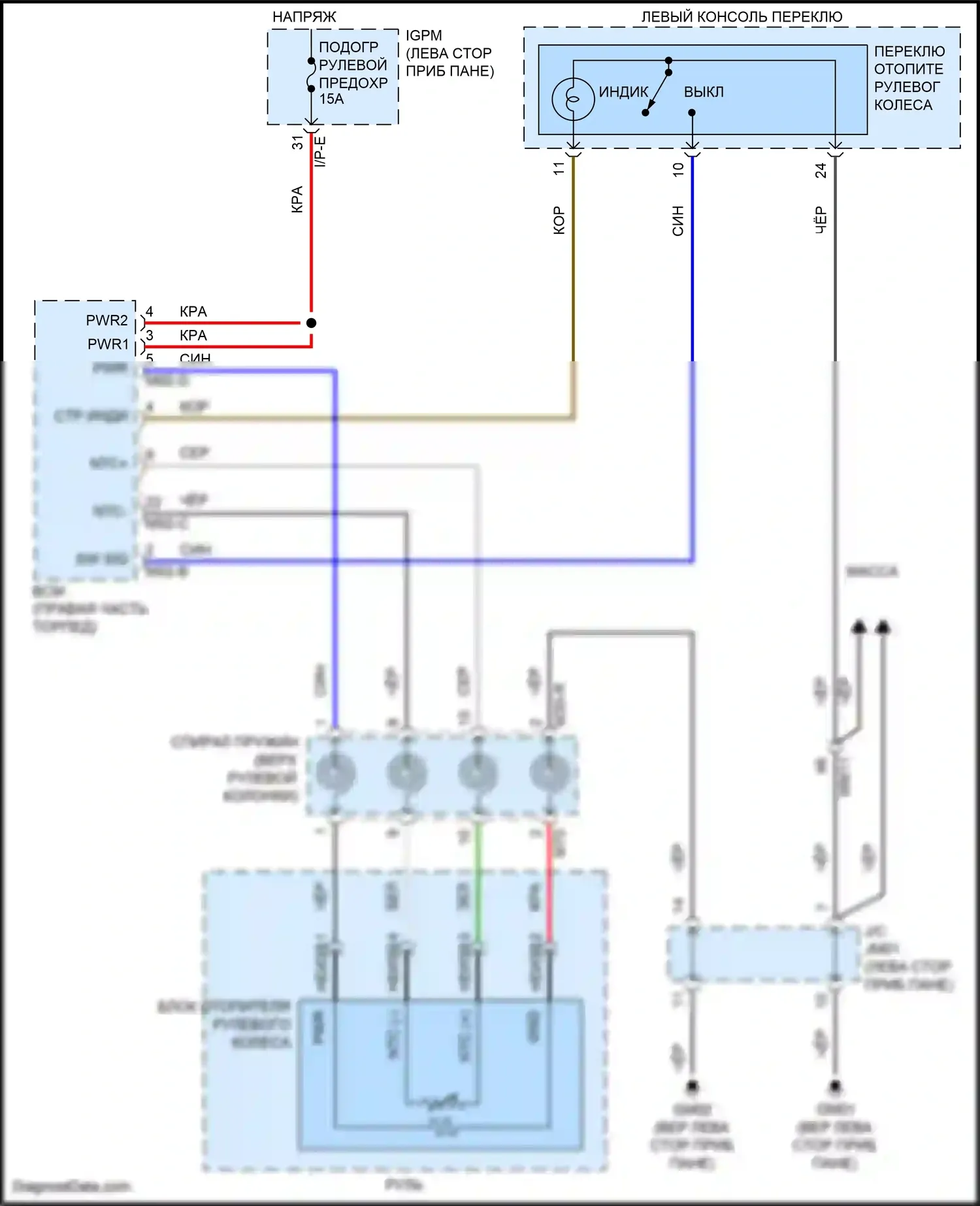 IONIQ Hyundai I (2016-2024): Электросхема рулевого колеса с подогревом, кроме электрической 