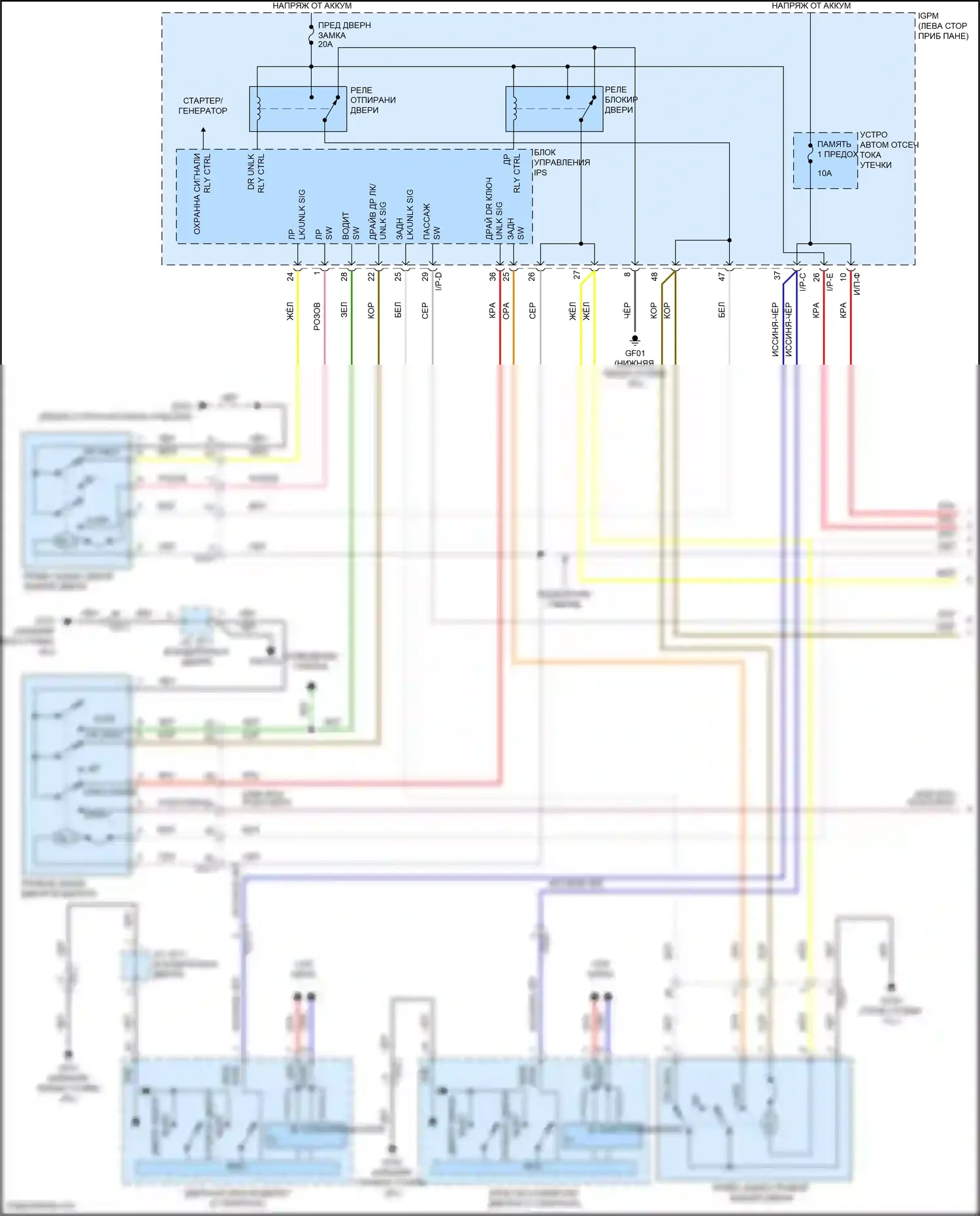 IONIQ Hyundai I (2016-2024): Электросхема защиты от взлома (1 из 2) 