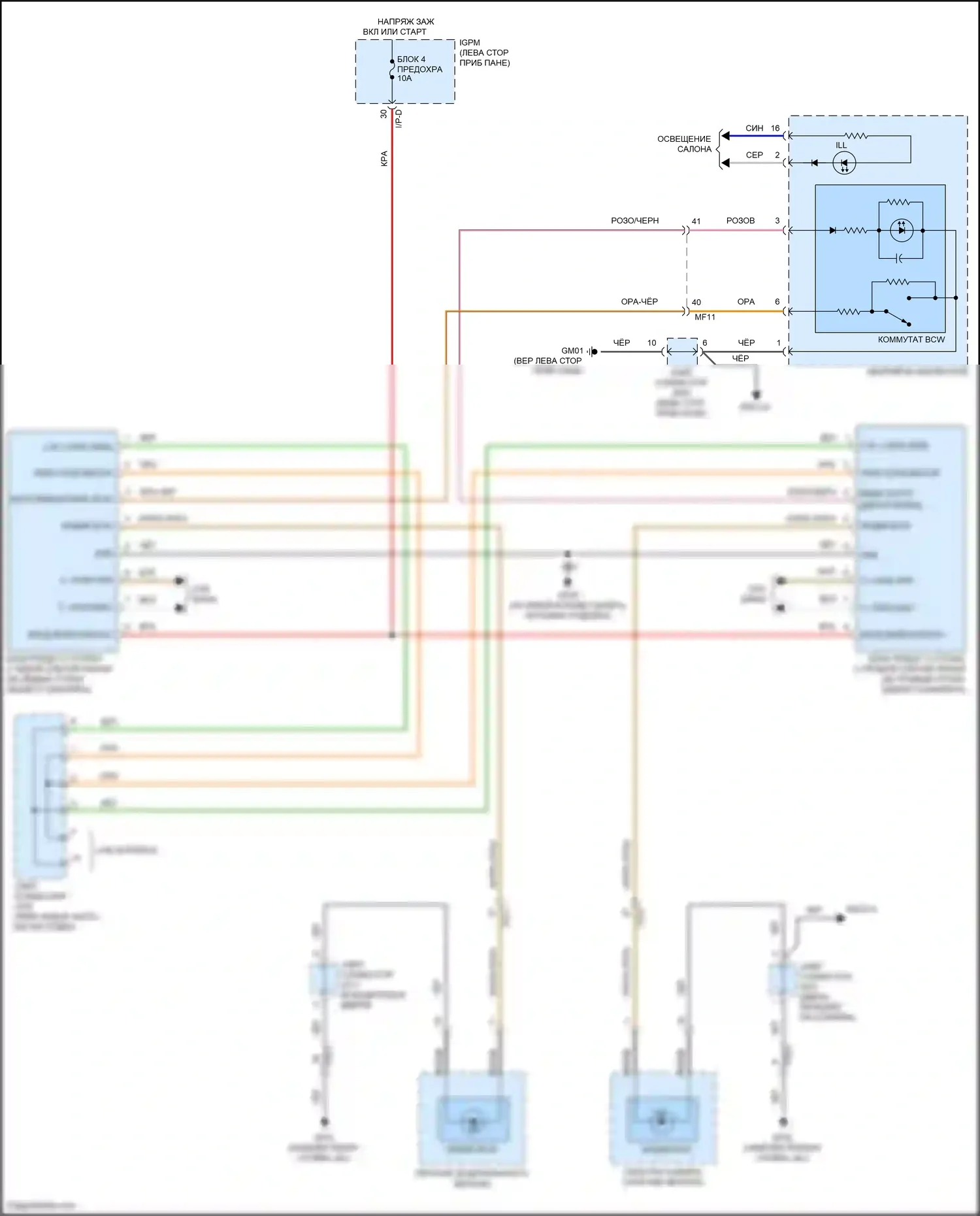 IONIQ Hyundai I (2016-2024): Электросхема информационной системы в слепой зоне 